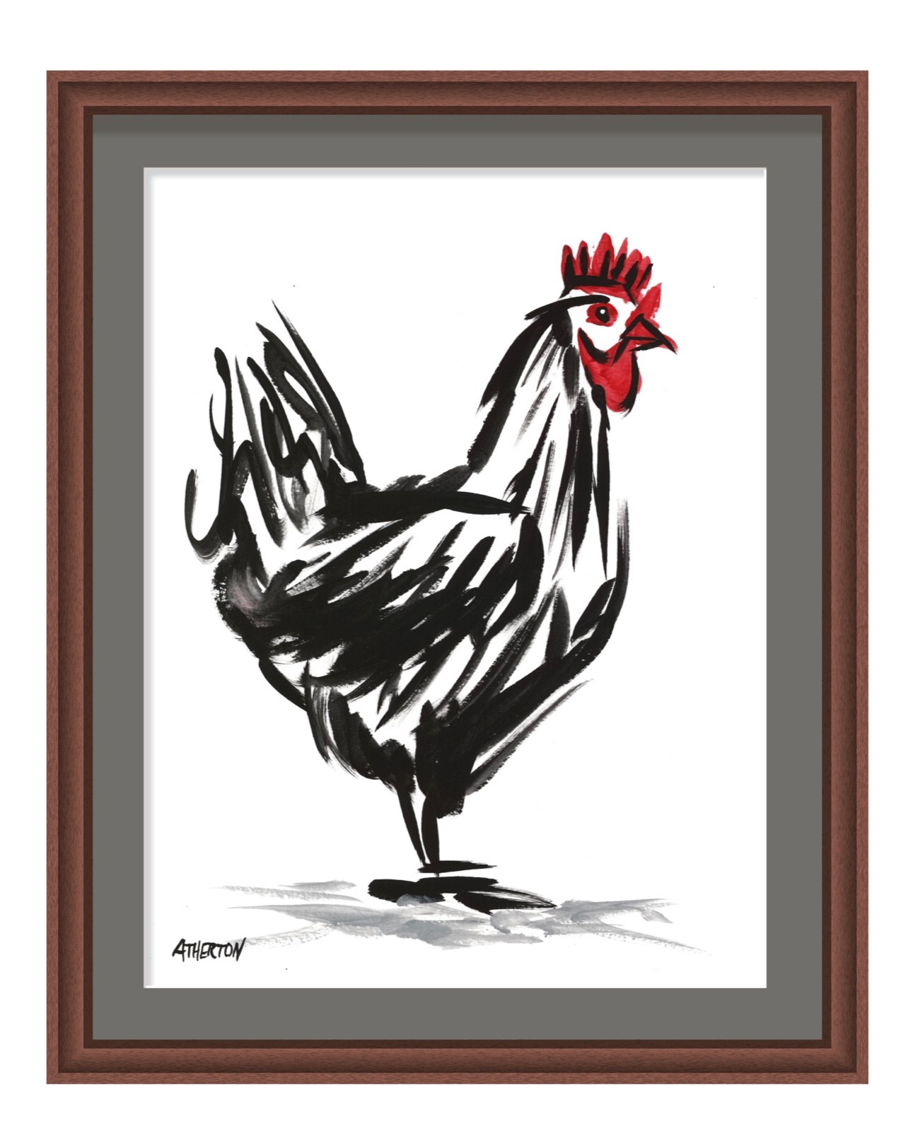 Atherton 9×12 Original Expressionism Acrylic Painting «Stylized Chicken2» signed