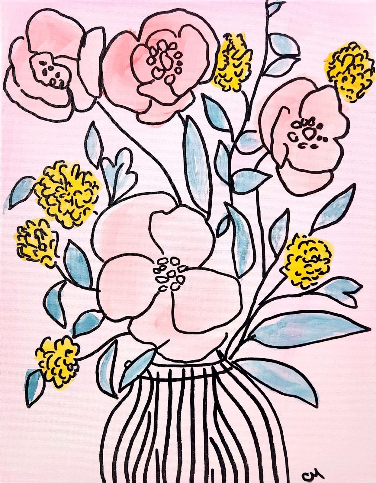 Abstract Expressionist Original Flower Painting 14×11 Canvas