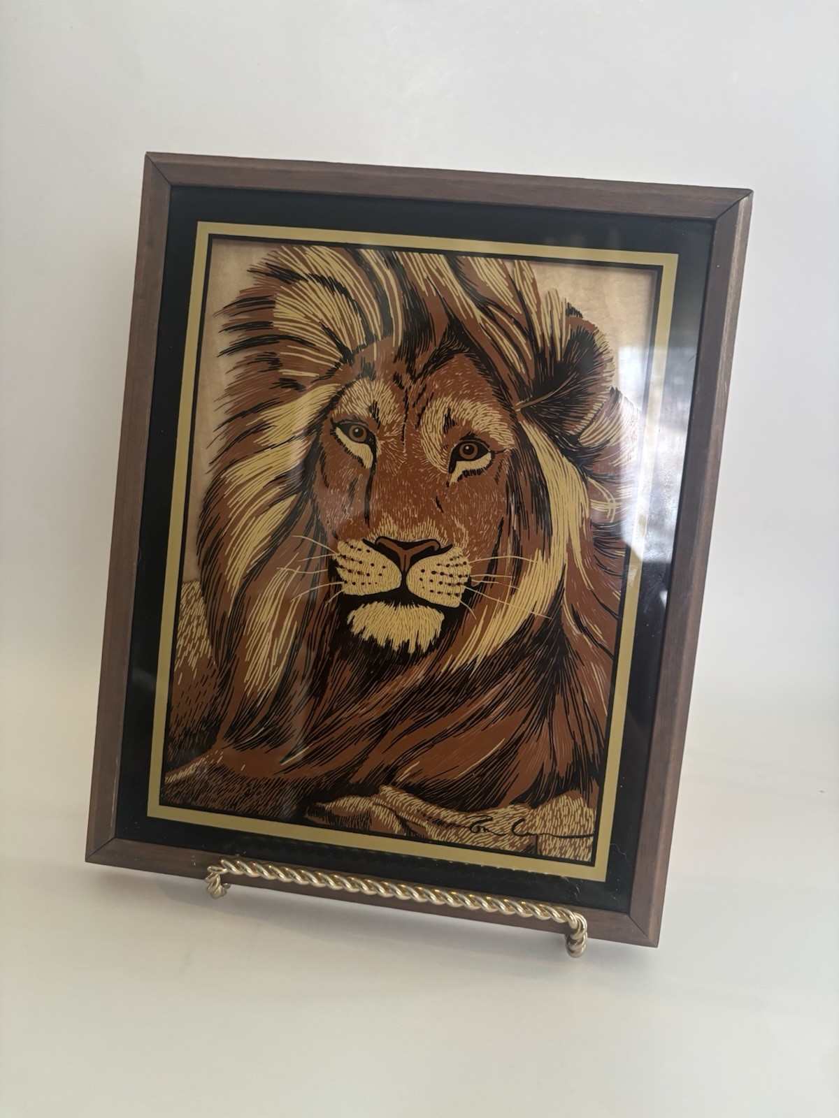 Rare 2 Framed Reverse On Glass Tiger& Lion Lulu’s Inc Vintage 77 Wall Art Retro