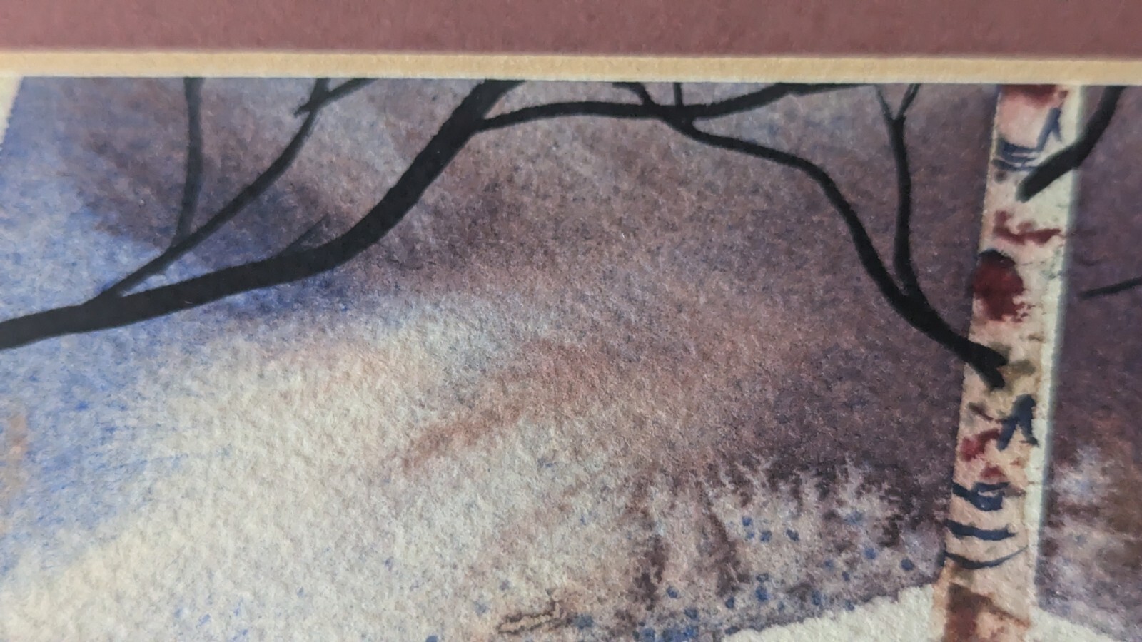 Vintage Framed Matted Signed Original Winter Landscape Watercolor Painting