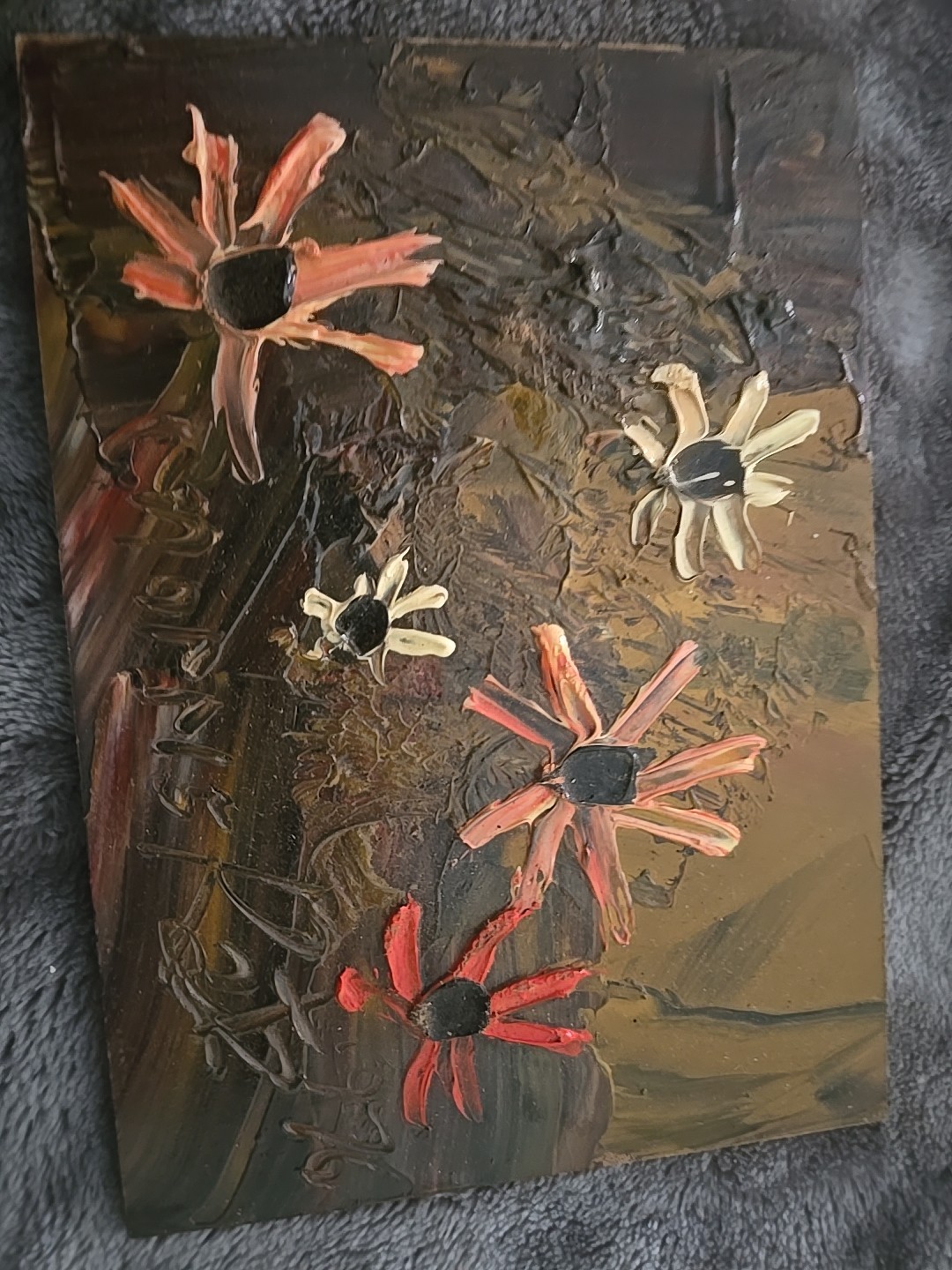 Morris Katz Original Painting’ Flowers’ 5×7 Inches Signed