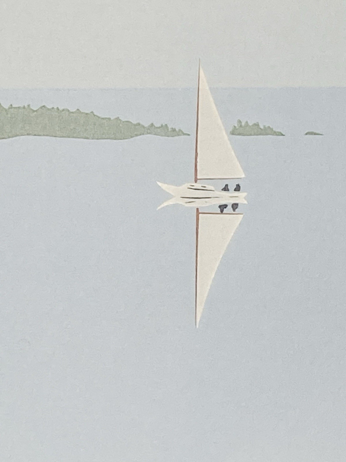Artist L Hoglund Awesome Print #63/150 Title»Fog» View from Two in a SailBoat
