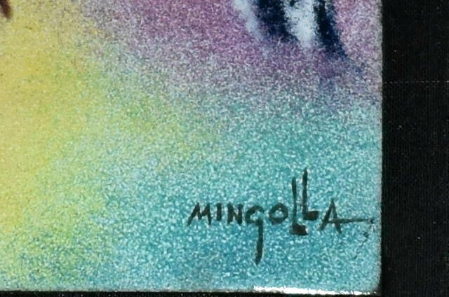 NICE Vintage DOM MINGOLLA Enamel on Copper Painting Signed #1
