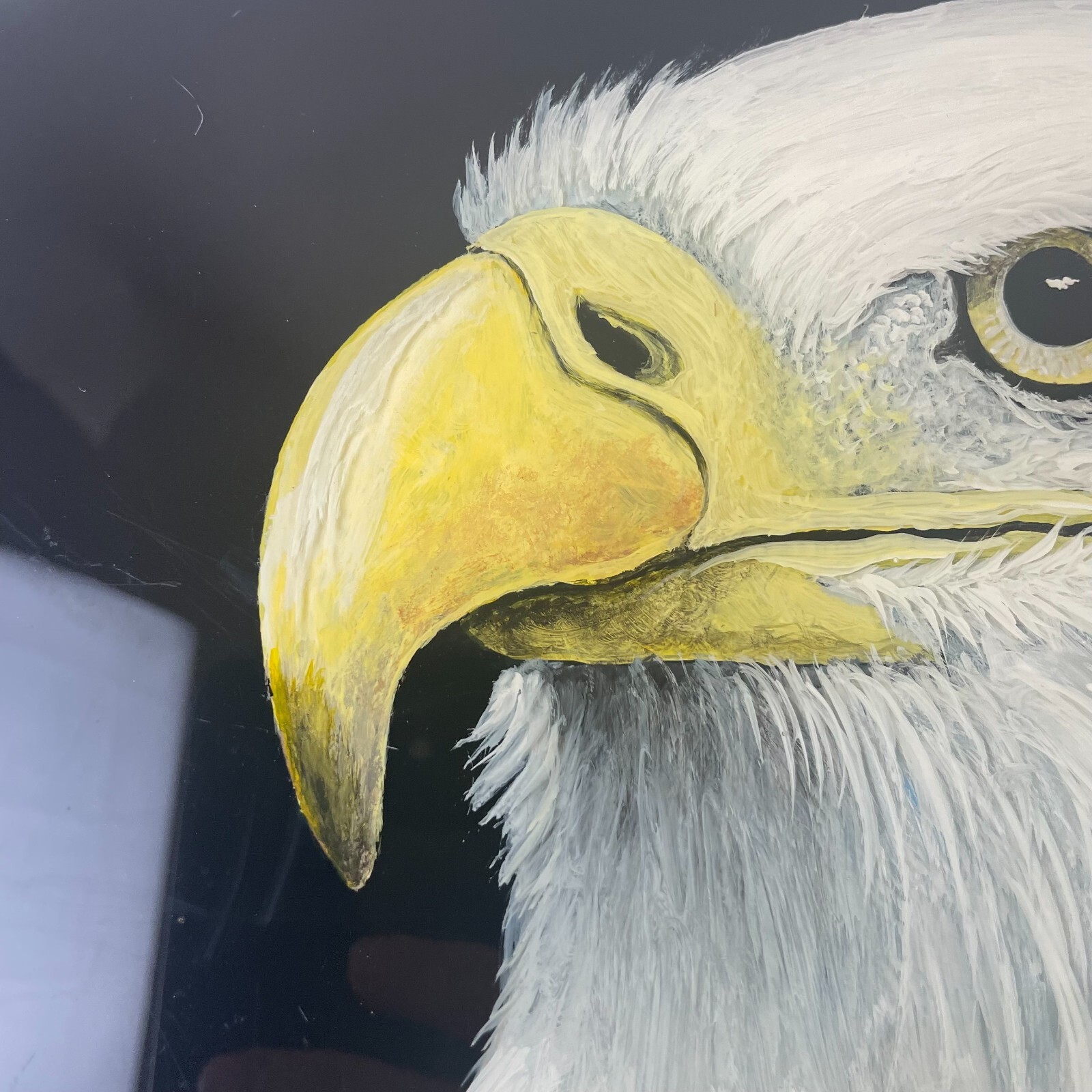 American Bald Eagle Portrait Painting Original Art Allen Herres Saw Blade 18″
