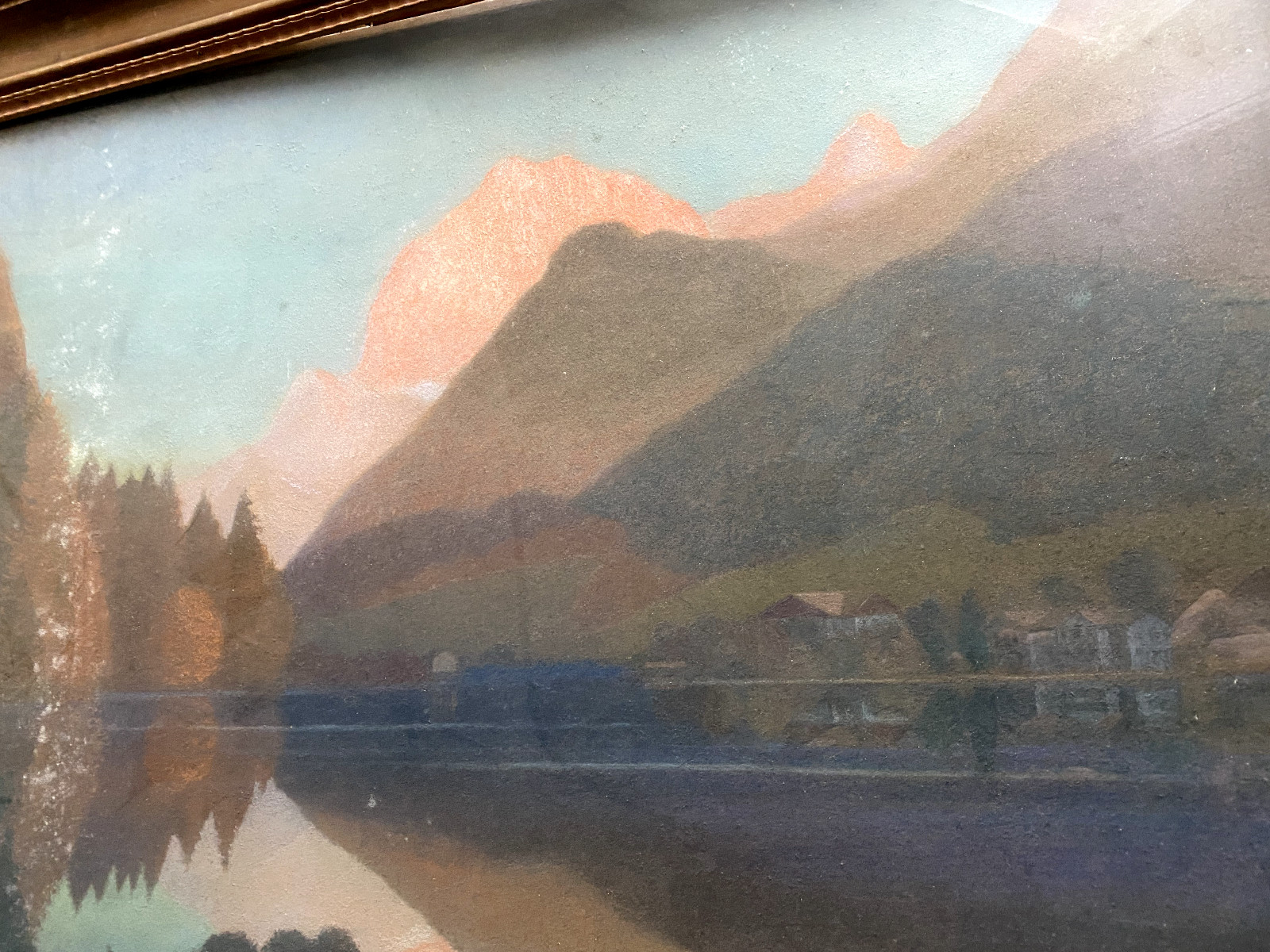 ::PASTEL °HINTERSEE WITH EQUESTRIAN ALPINE ALPS °RUDOLF ZIHR °ART NOUVEAU EVENING GLOW