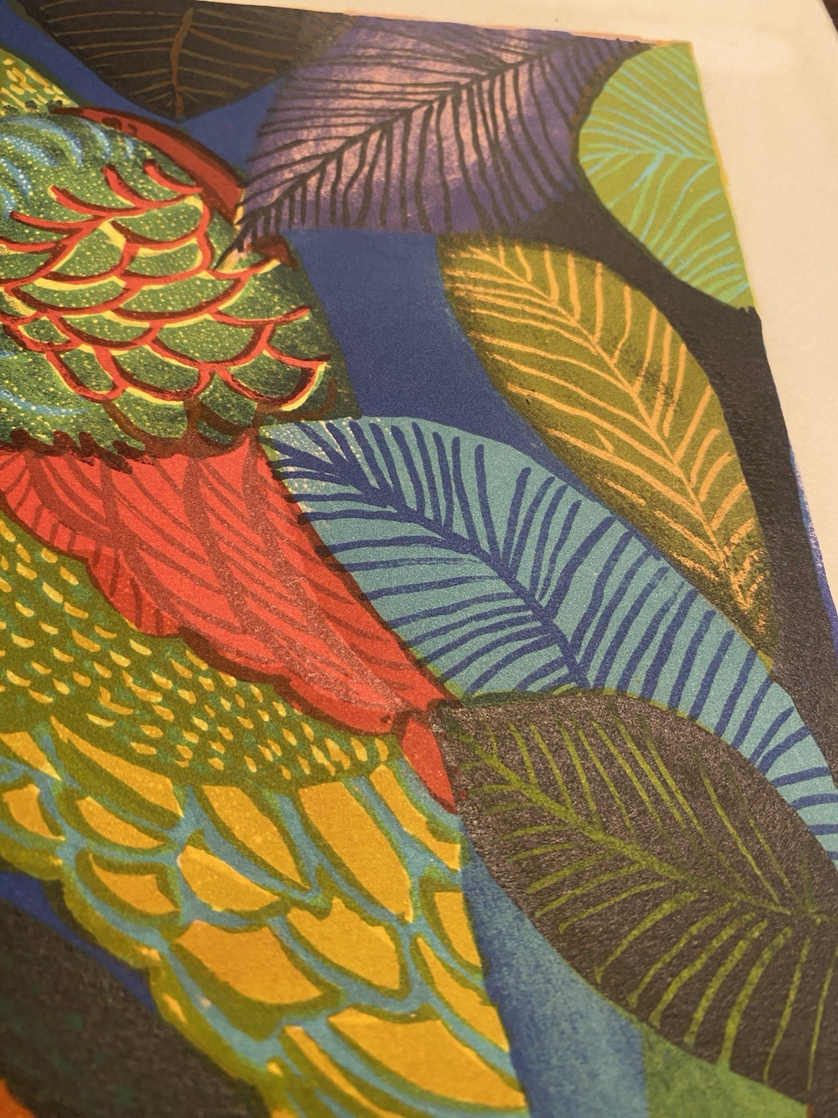 Vintage artist JUDITH BLEDSOE lithograph PRINT “Parrot & Cockatiel Signed