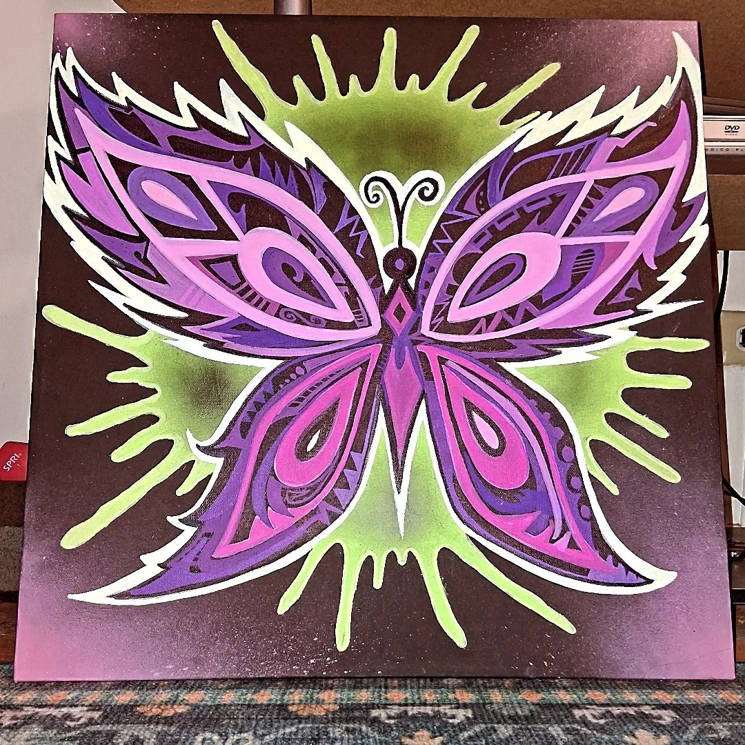 Butterfly Painting on Canvas 24 X 24 Inches – Hand Painted And Signed By MAKE$