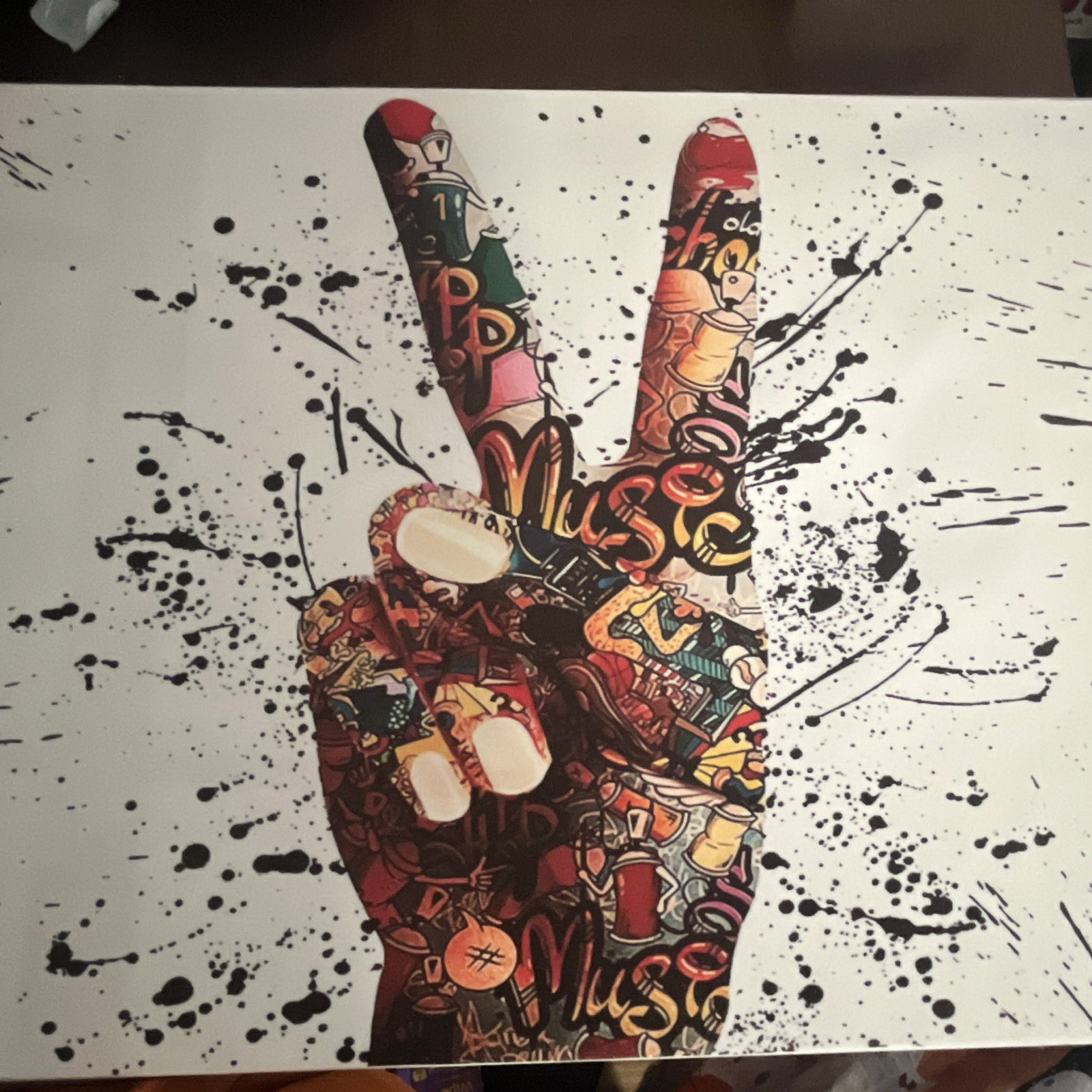 Abstract Hand Gesture Painting on Canvas, Unframed Single Piece Wall Art