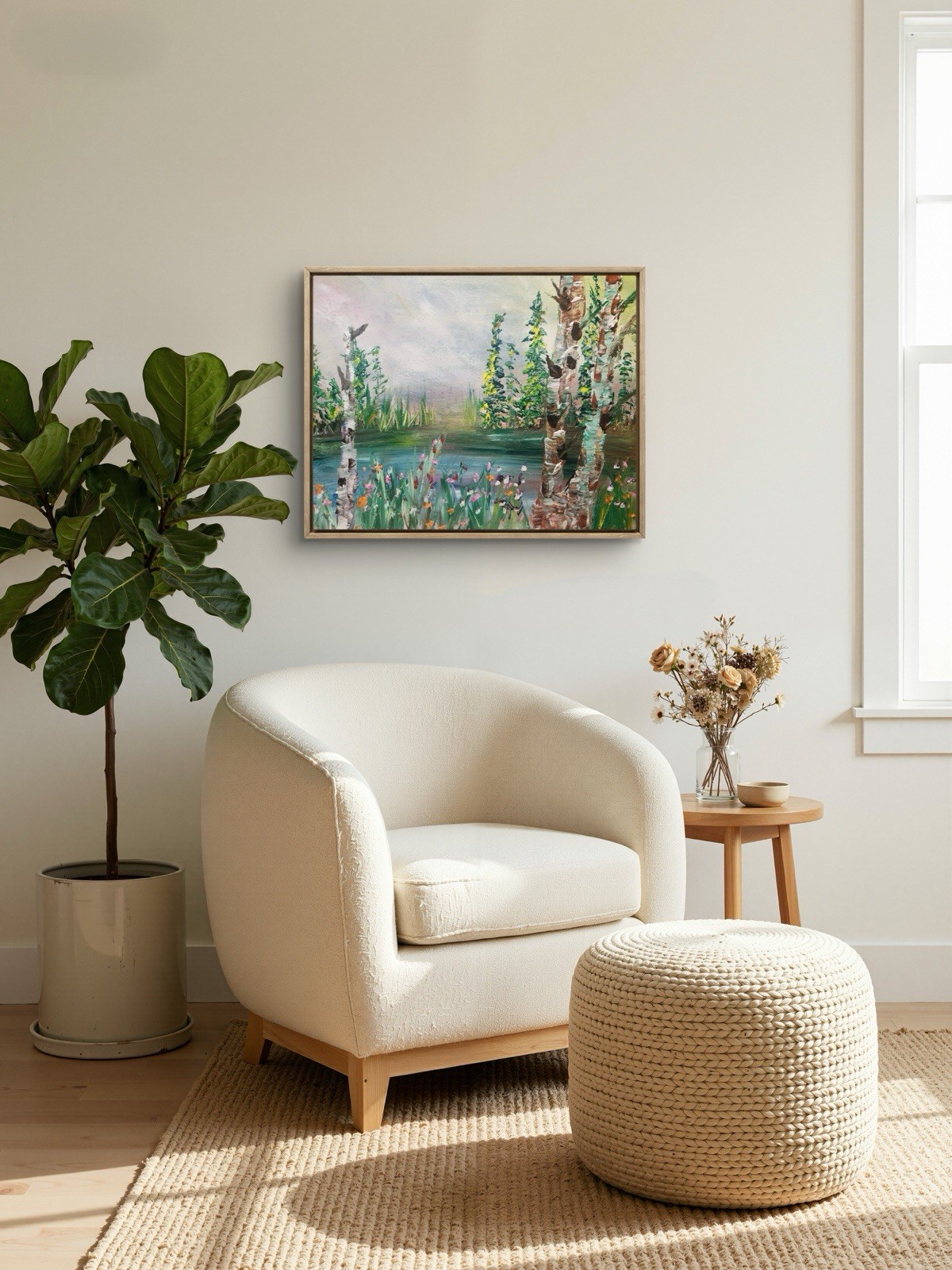 Landscape Water Original 16X20 Canvas Auction Acrylic Textured Bold Colorful