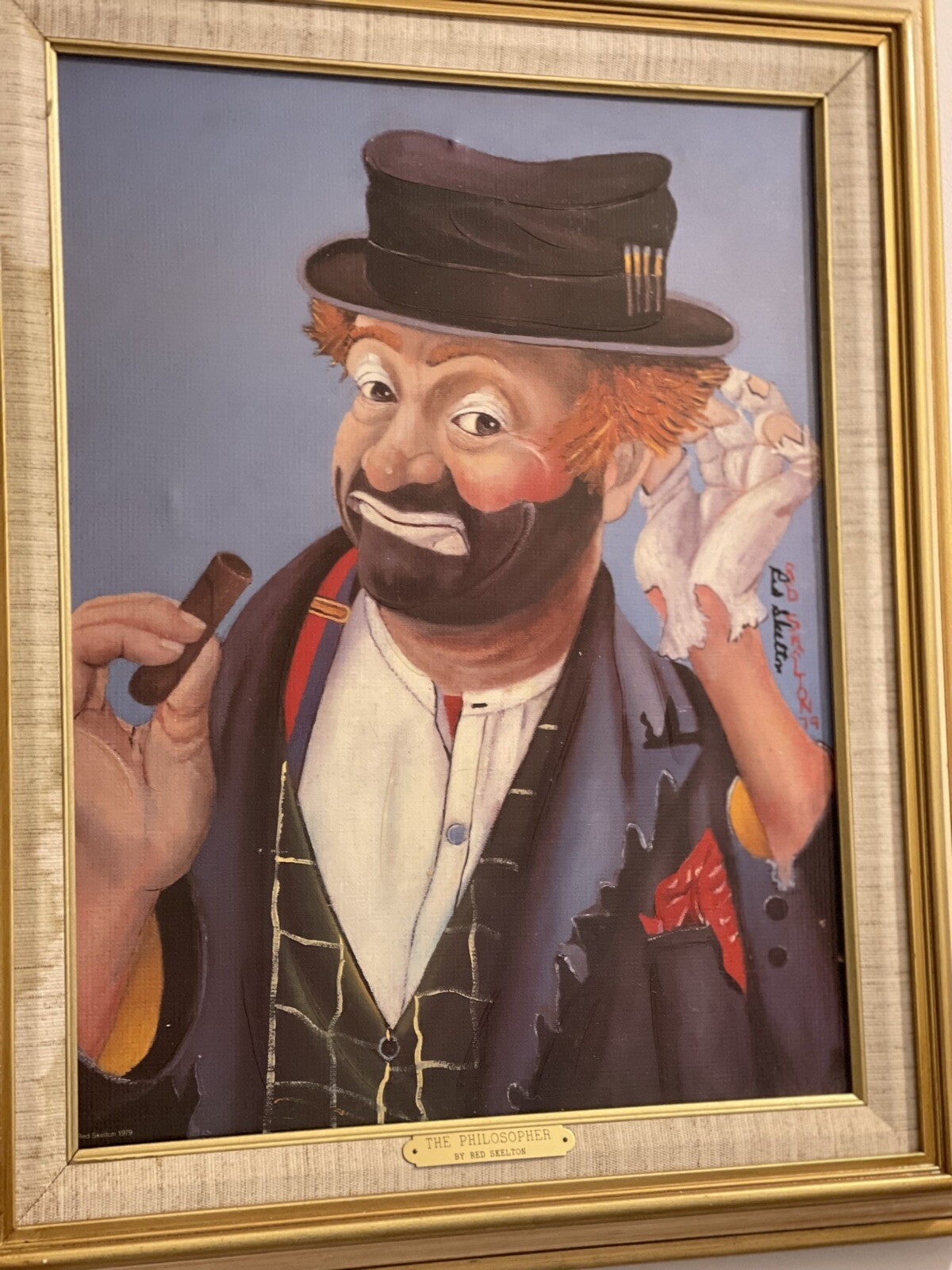 red skelton art-lot Of 3 Lithographs On Canvas Signed Front And Back With Frames