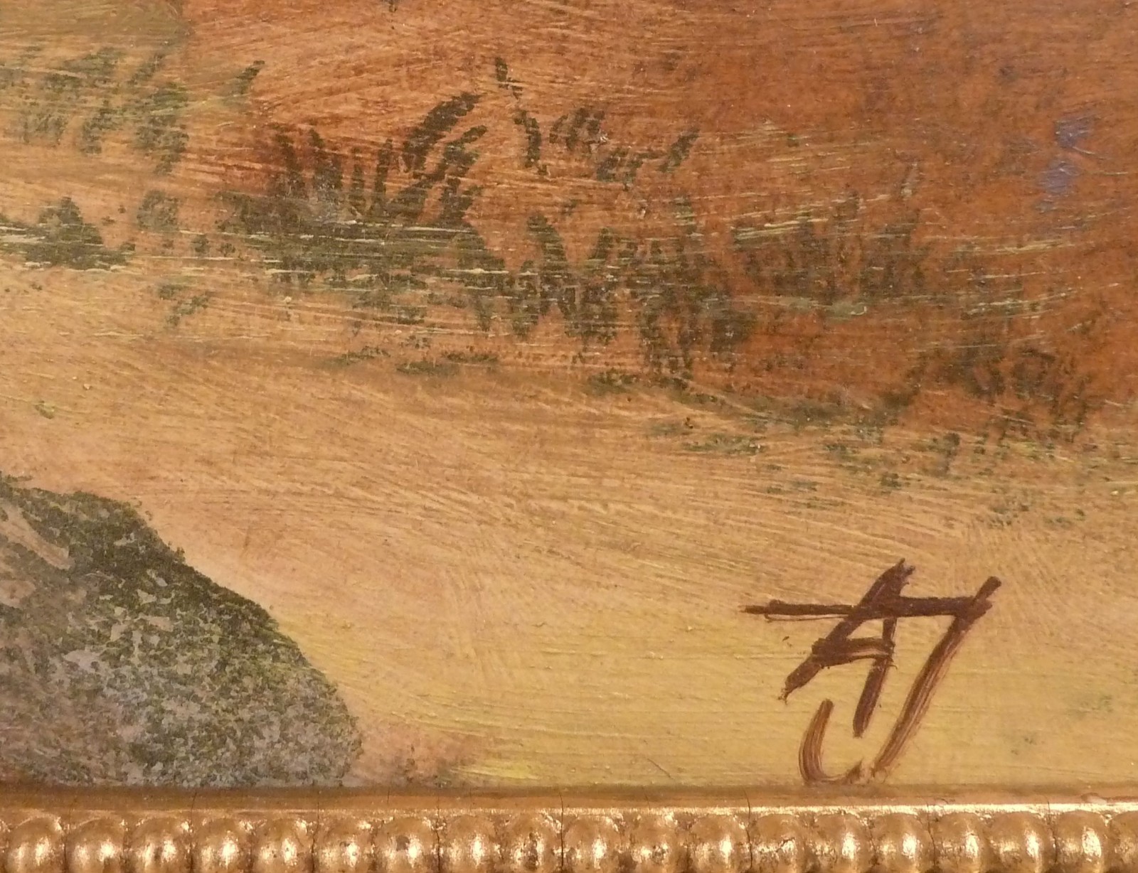MONOGRAM SIGNED! HILLY LANDSCAPE