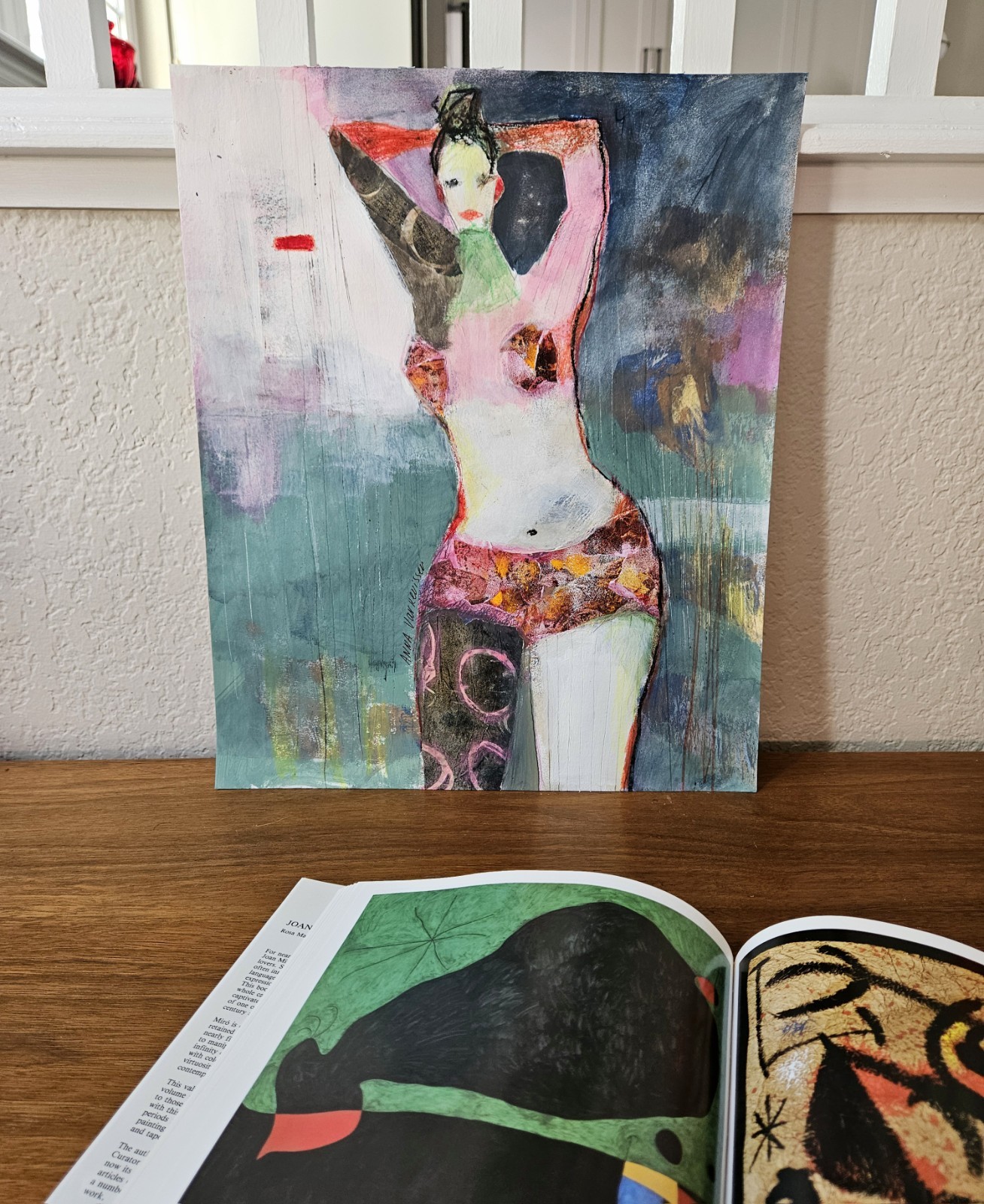 Original Painting Art Abstract Cubist Woman Figure Portrait 17×14