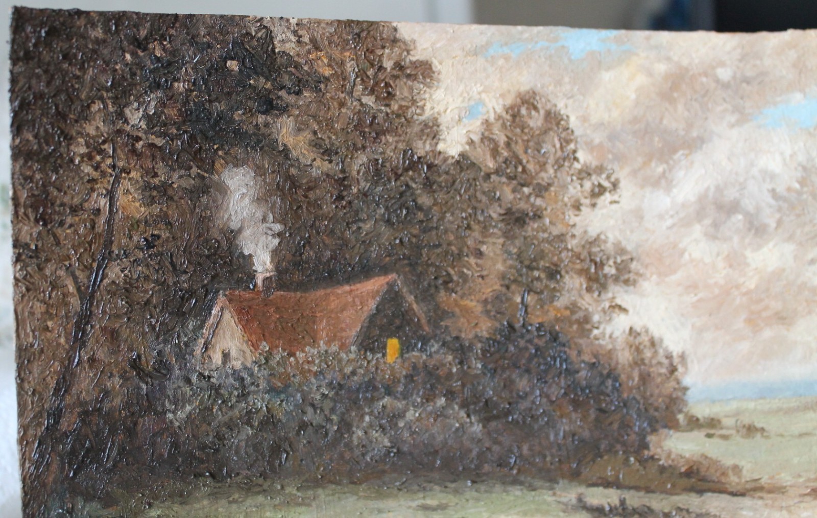 8×10″ Original Oil Painting – Landscape – Impressionist – Cottage sheep #W4544