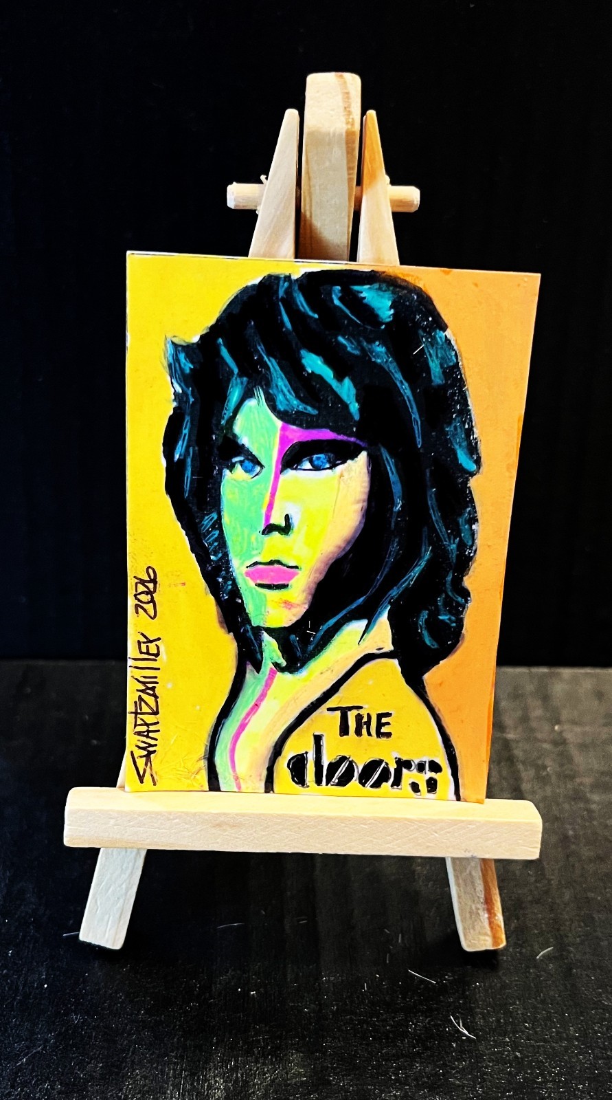 FREE SHIPPING PRETTY LADY PAINTING POP ART Recycled UNIQUE Original SWARTZMILLER