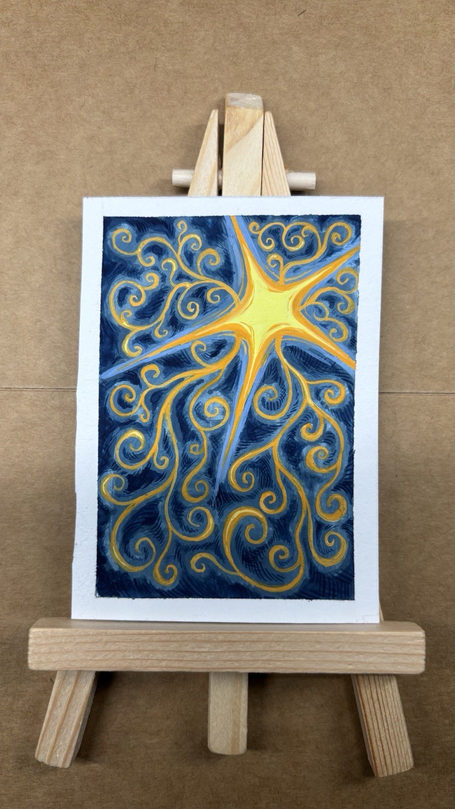 ACEO Art Card Original Gouache Painting: “Wonder” 2.5in X 3.5in Signed By Artist