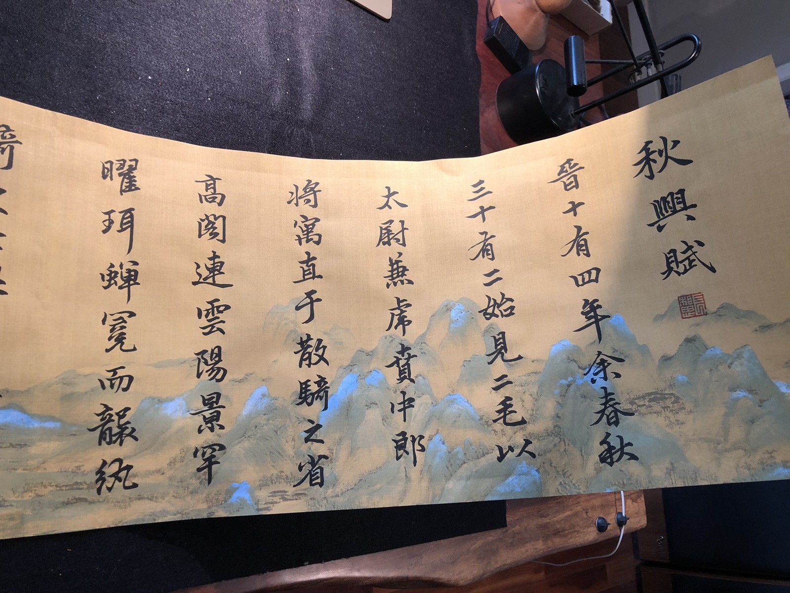Unframed Chinese calligraphy Part Of Autumn Poem On Long Wax Paper秋興賦2590