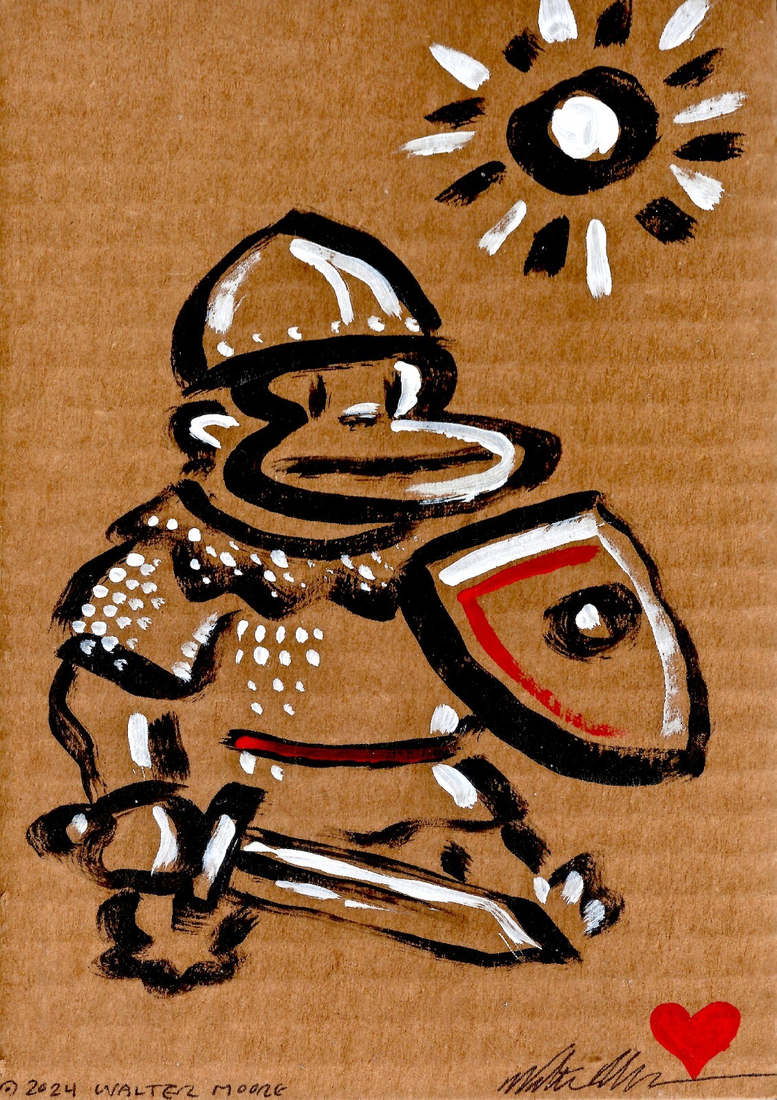 Medieval Ape-at-Arms TB001 Acrylic on Recycled Cardboard 5 x 7″ (12.5 x 17.5 cm)