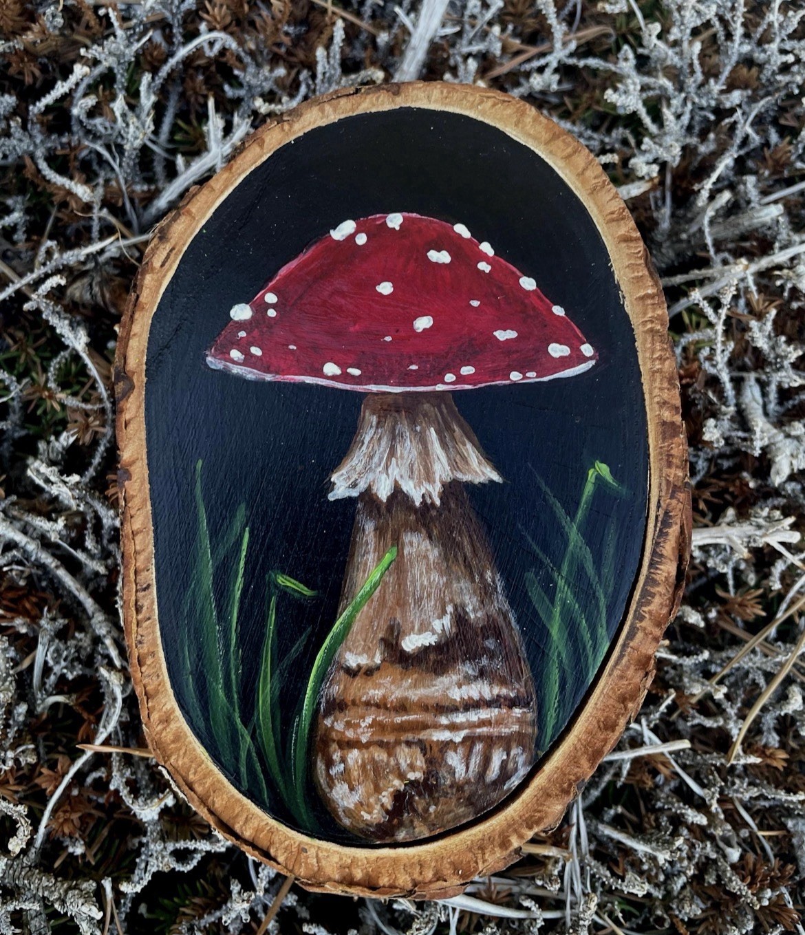 Acrylic Mushroom Painting, Wood CalicoCallieInk OOAK Forest Fairy Cottagecore