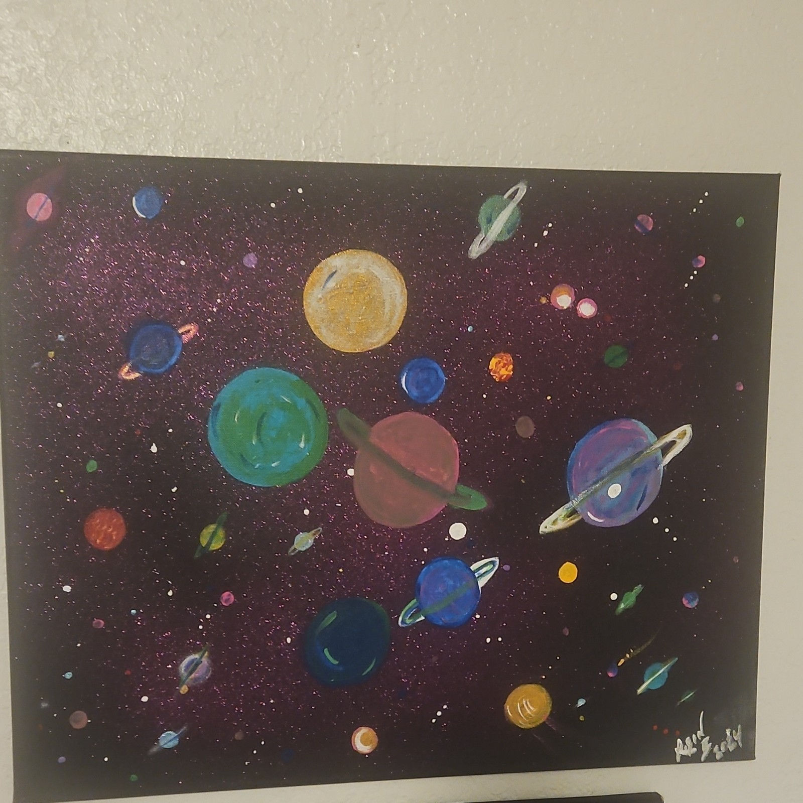 Robin Blackburn Original Signed Acrylic Painting Canvas Outer Space Planets Art