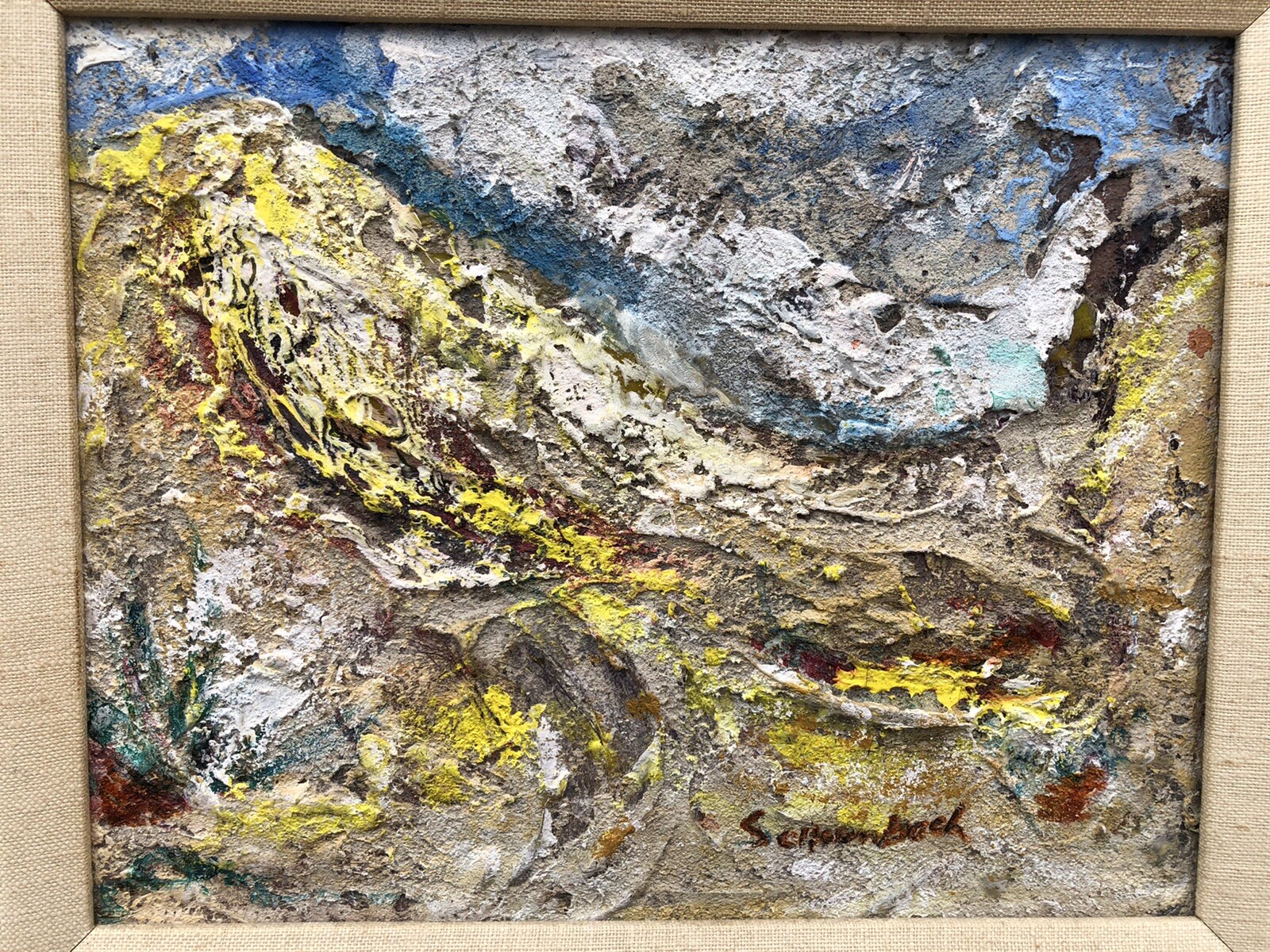 Signed Scheenbach Colorful Mid Century Oil On Artist Board 16” X 18”