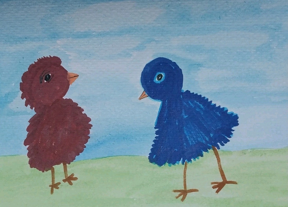 ORIGINAL IMPRESSIONISM Watercolor Painting 5X7 inch Birds Portrait Art Bird