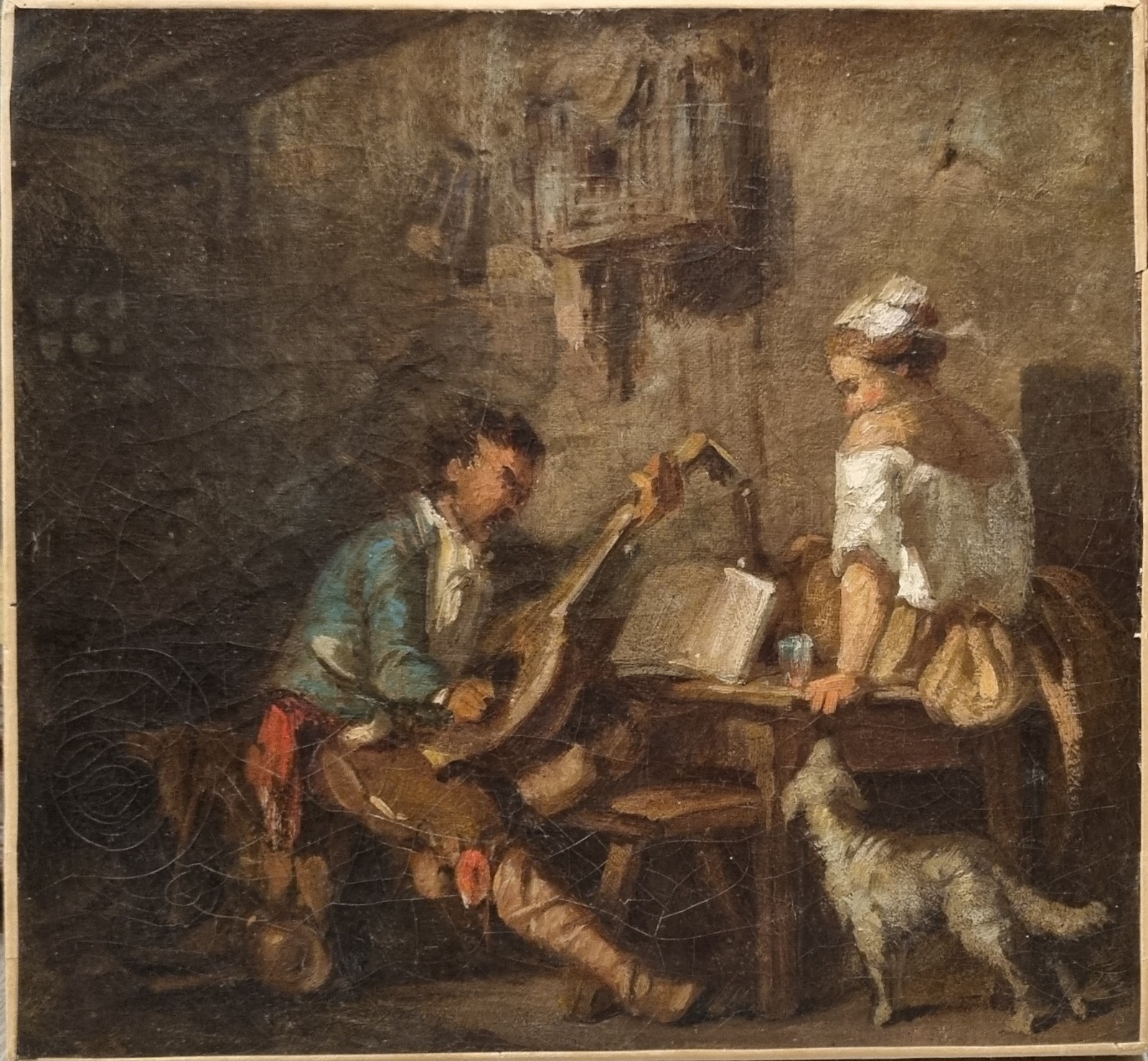 Jean-Baptiste LE PRINCE French Interior Mandolin Player Oil Painting 18th C