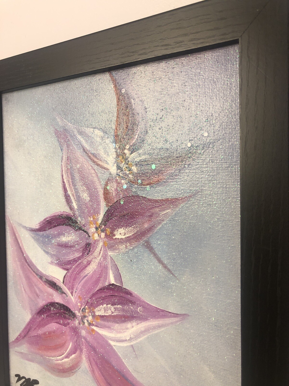 ‘Diamond Dust’, Acrylic On Canvas Floral Abstract Painting, 10”x8”