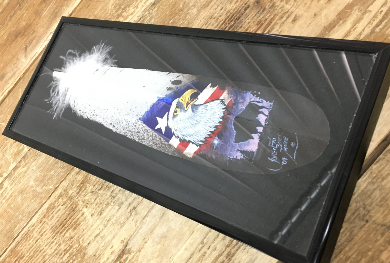 Painted Feather Creation Black Lance United States Flag American Eagle Buffalo