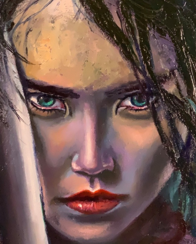 Frank Maier Oil Painting: Samurai Woman 1. 12″x16″ (Unframed)