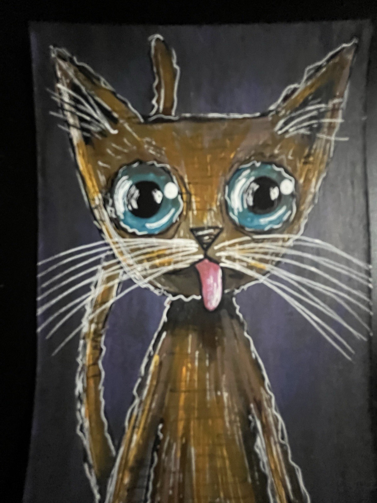 Original ACEO Art Card Painting Cat Kitty