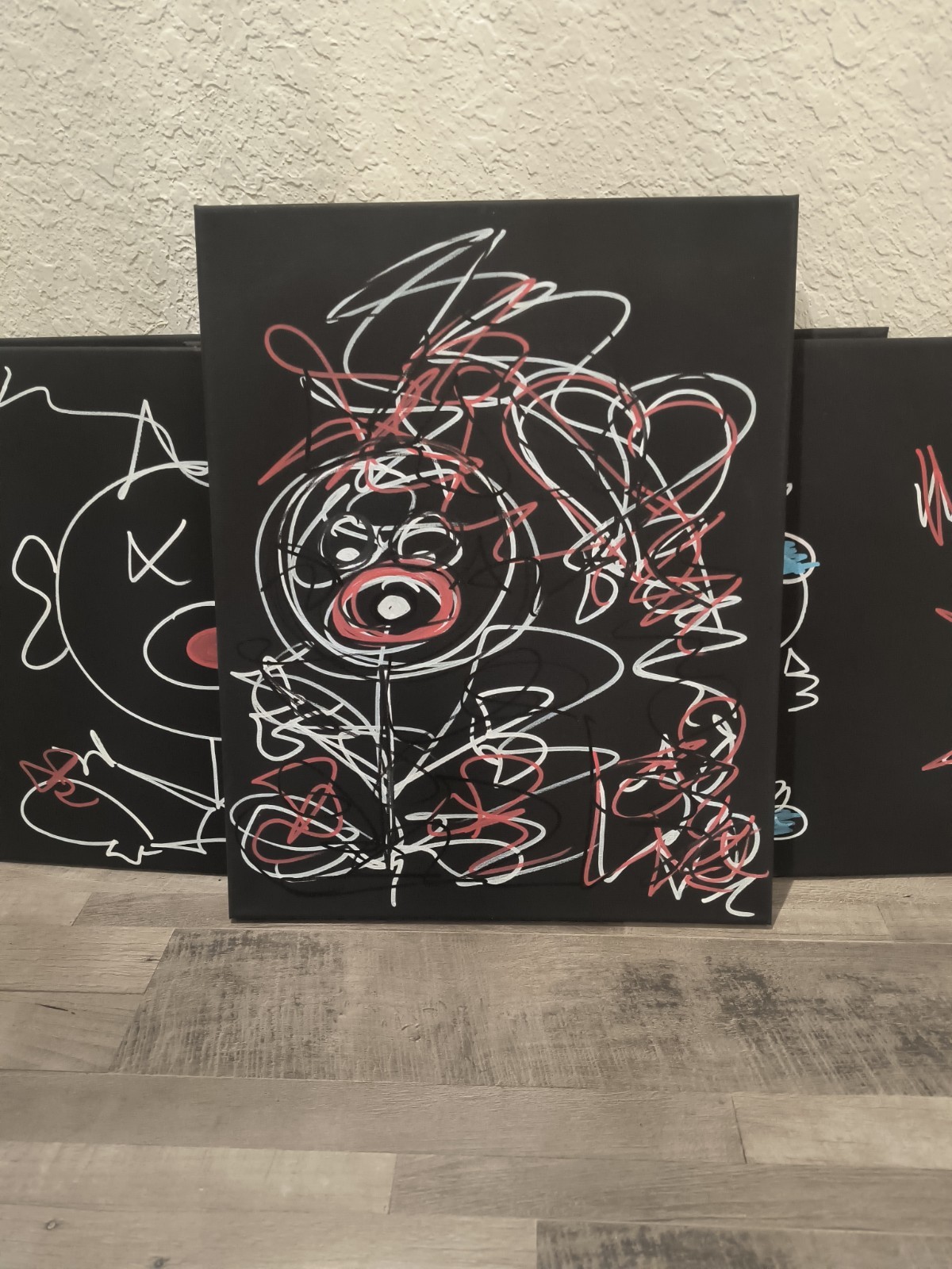 Trey Coppland, Maze Abstract Faces Acrylic, Medium Canvas, 2024, Signed