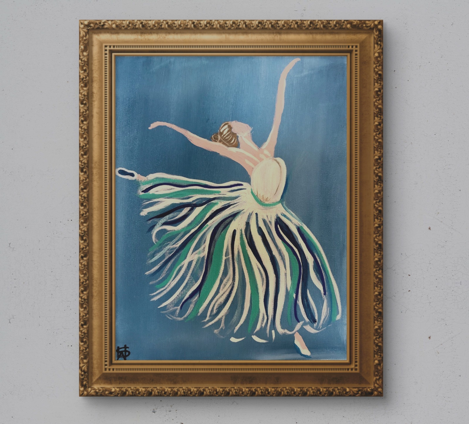 WS original ballerina hand painted 14X11 canvas modern expressionism fine art