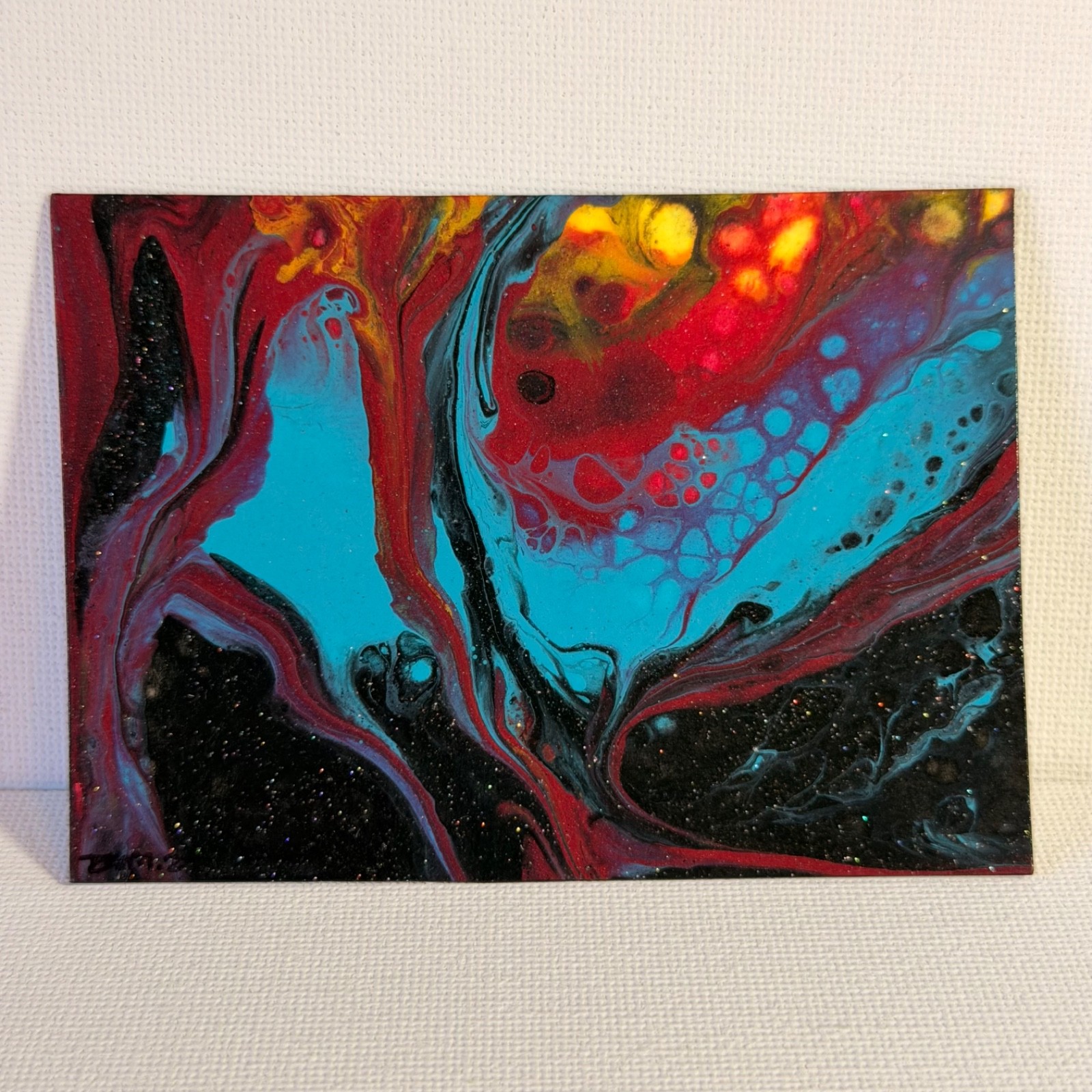 1 ACEO 2.5 x 3.5 Acrylic Abstract Paintings On Watercolor Paper
