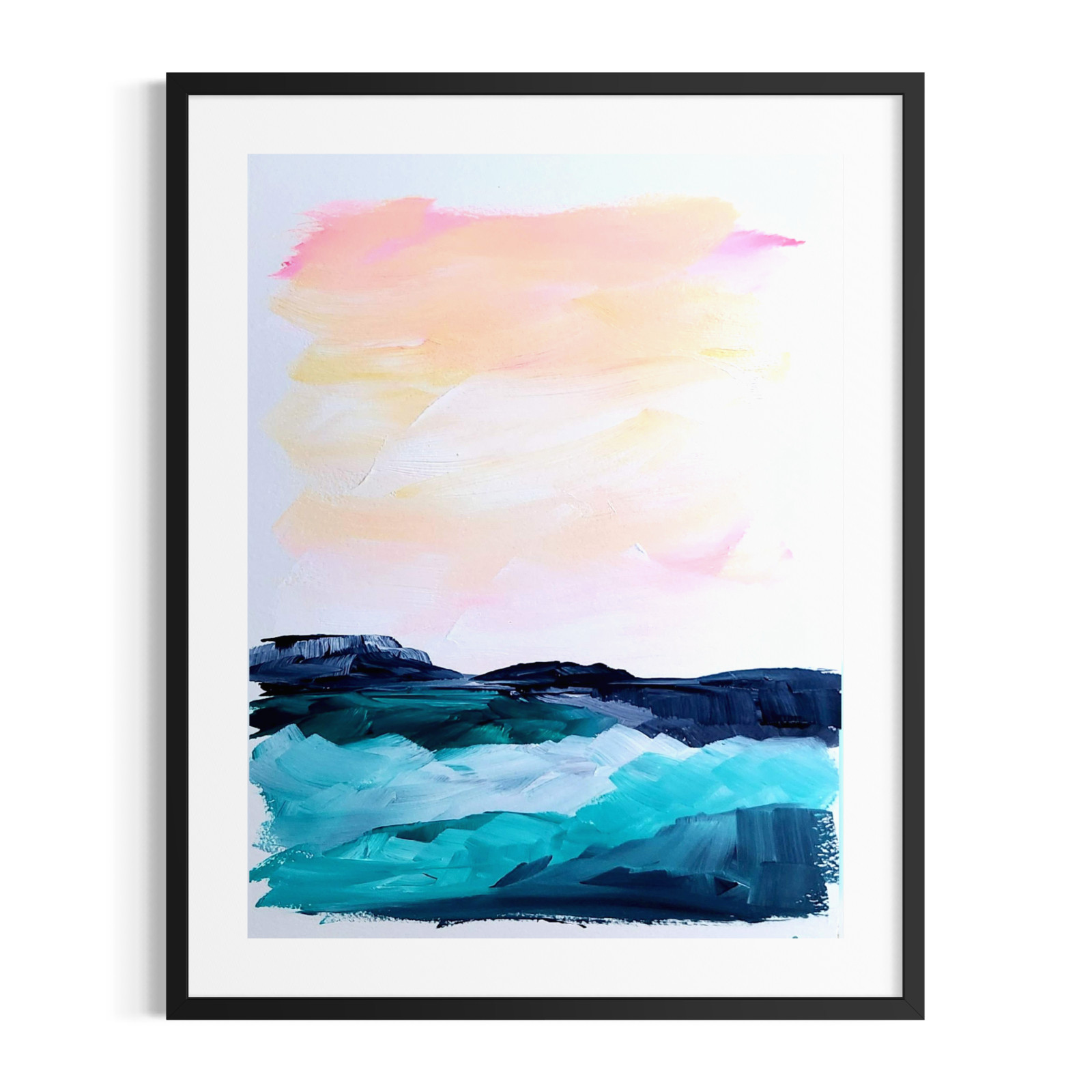 Original Abstract Landscape 9×12 Acrylic Painting Sunset Wall Art Home Decor