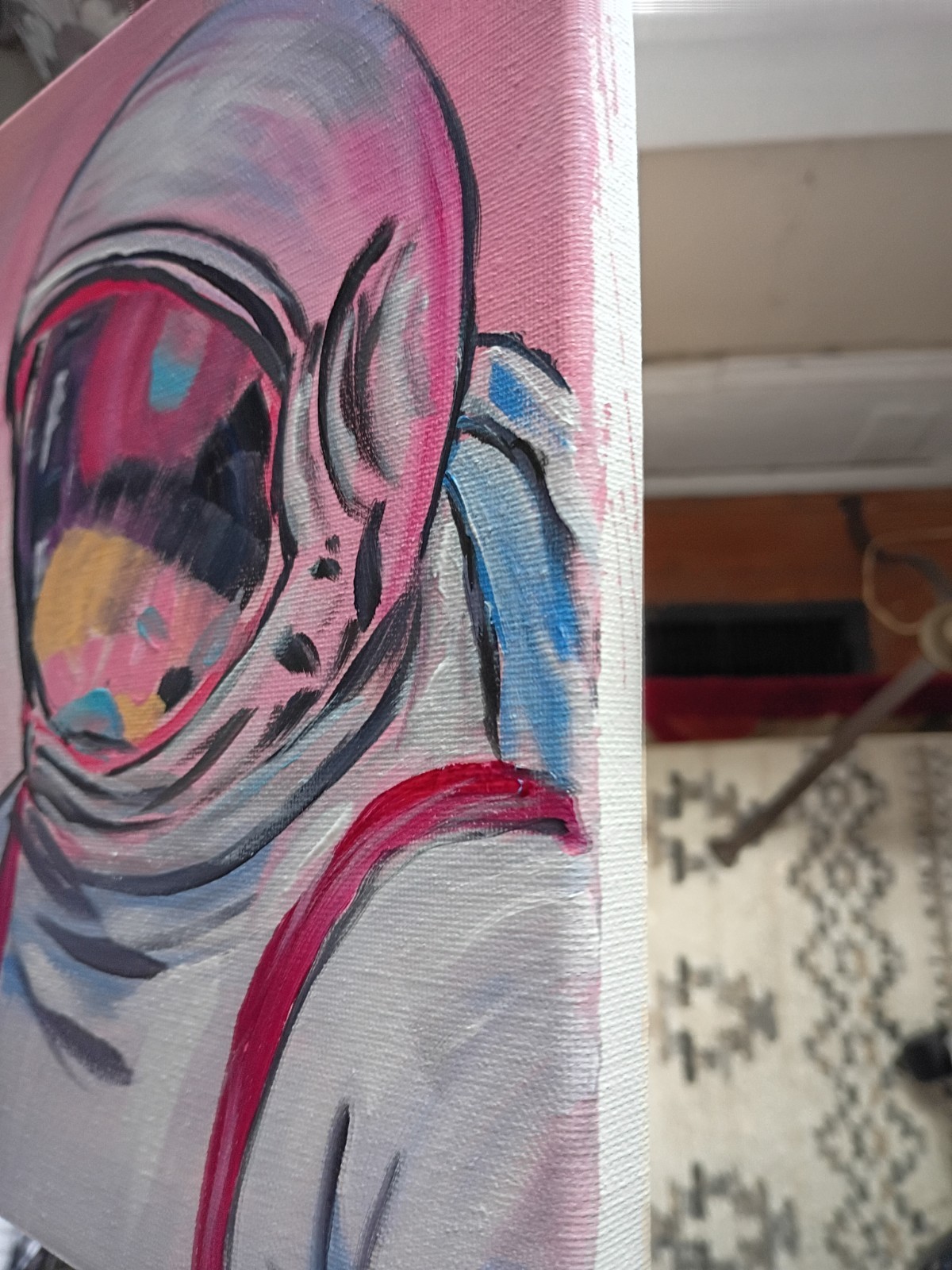 Pastel Astronaut 8×10 Canvas Original Art Outer Space Abstract Expressionism