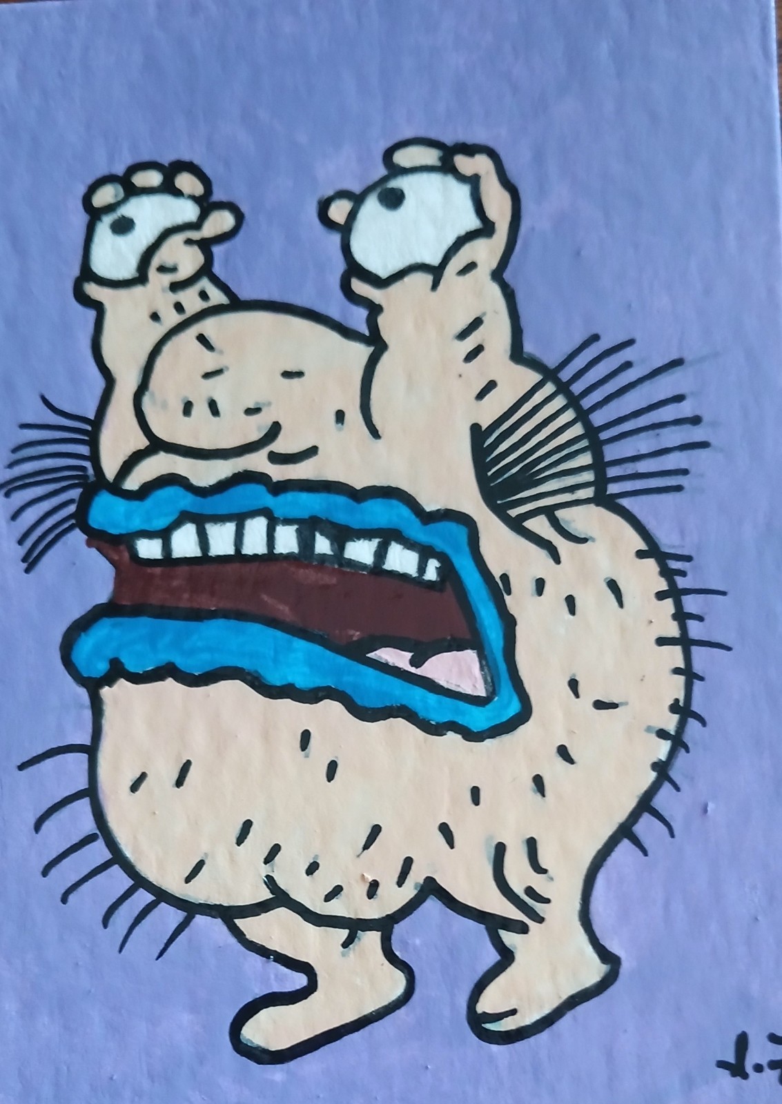 Aaahhhh Real Monsters Krumm ATC ACEO ORIGINAL HAND PAINTED OOAK Suzanne Foster
