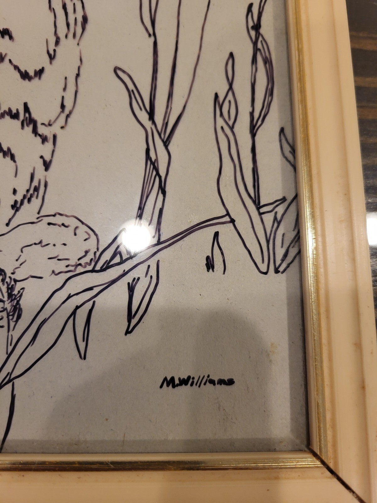 Original Drawing Wall Art Signed Rabbit Mixed Media Glass And Ink OOAK Folk Art