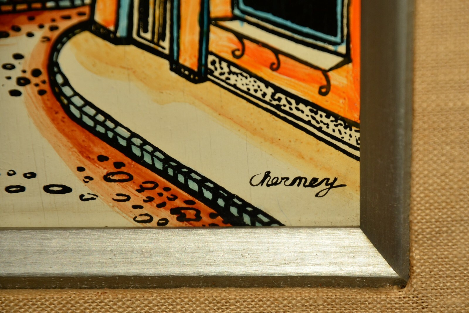 MARVIN CHERNEY Original Vintage Signed MCM Street Gallery Cityscape Oil Painting