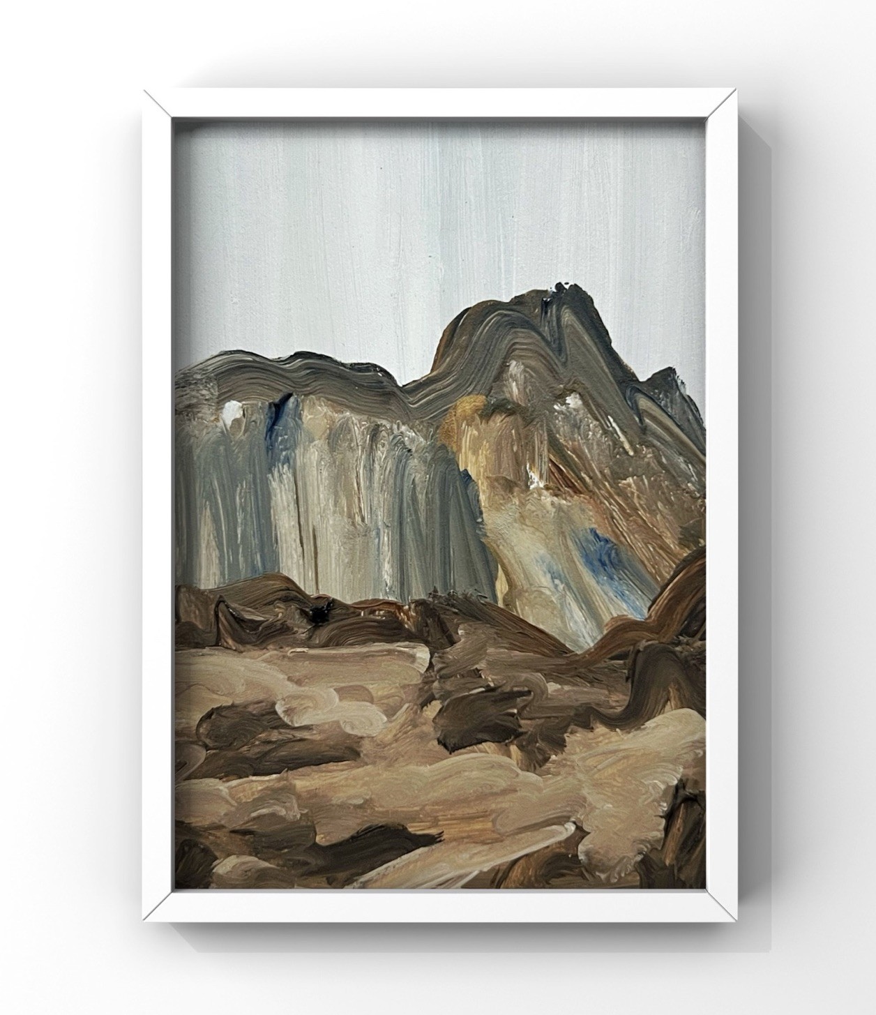 Scandinavian Cliffside Oil Painting Nordic Mountain Landscape Original Artwork