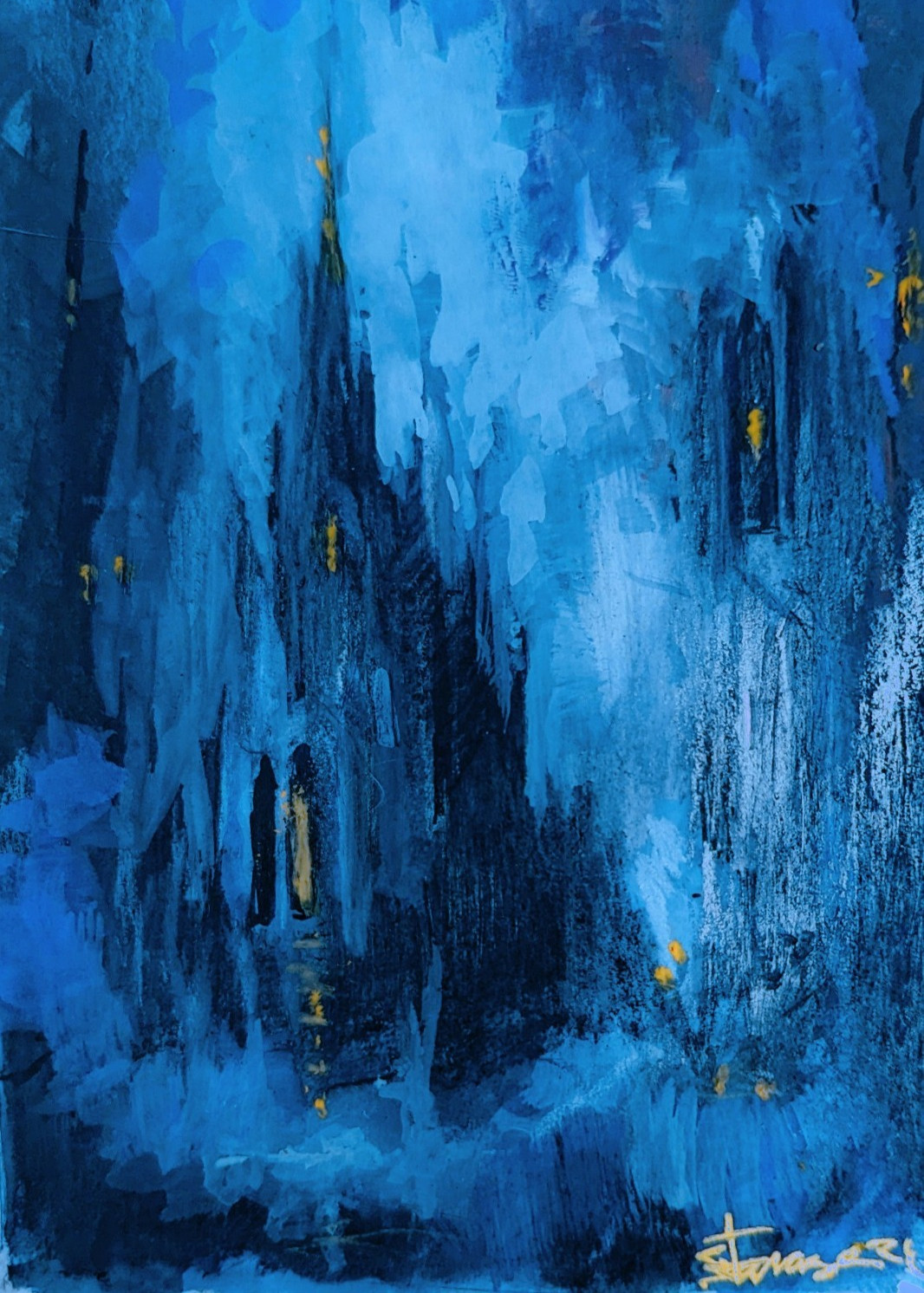 Stara Original Midnight Spires Abstract Fantasy Art Print ACEO