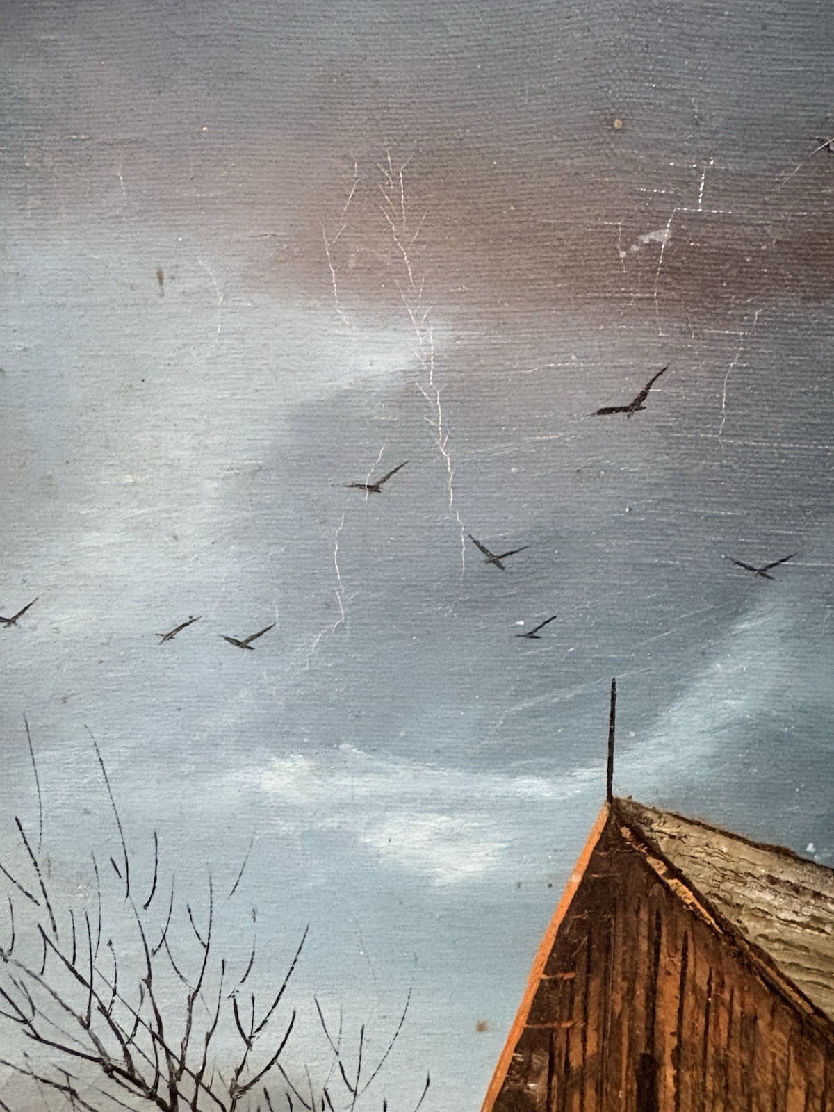 ORIGINAL SIGNED OIL PAINTING BY EVERETT WOODSON Signed 31”x 26” Barn Silo