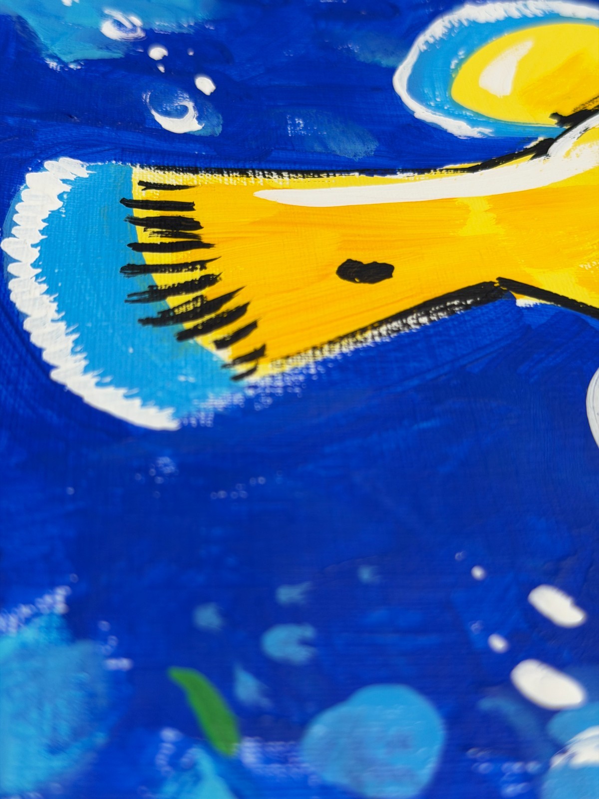 Vibrant Yellow Puffer Fish Pop Art Acrylic Painting – 11×14″ Mixed Media Paper