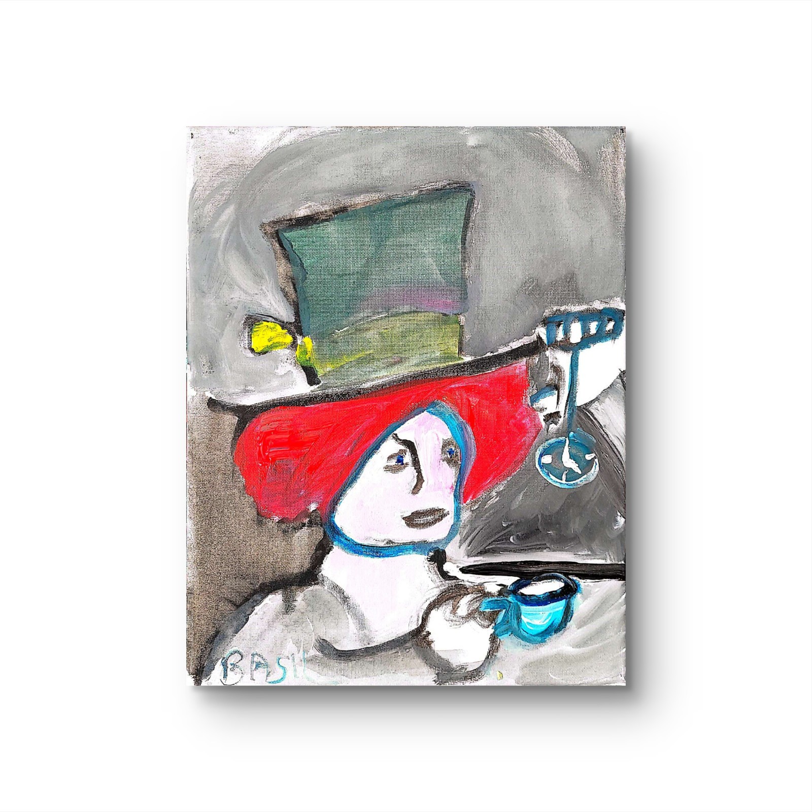 Mad Hatter At Tea Time Neo Expressionism Original Artwork on Canvas 11×14