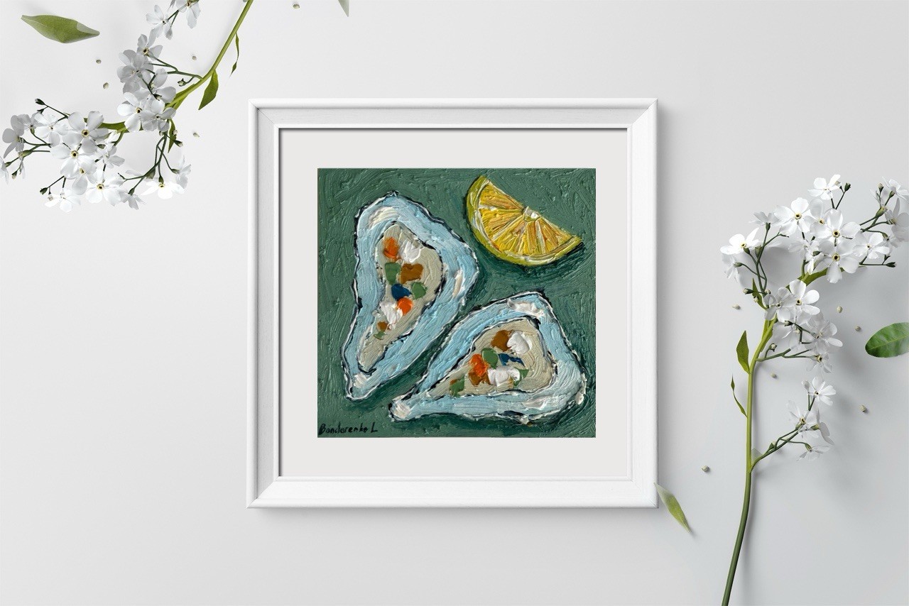 Oyster Painting Seafood Art Still Life Kitchen Wall Art Oyster Art Food Painting