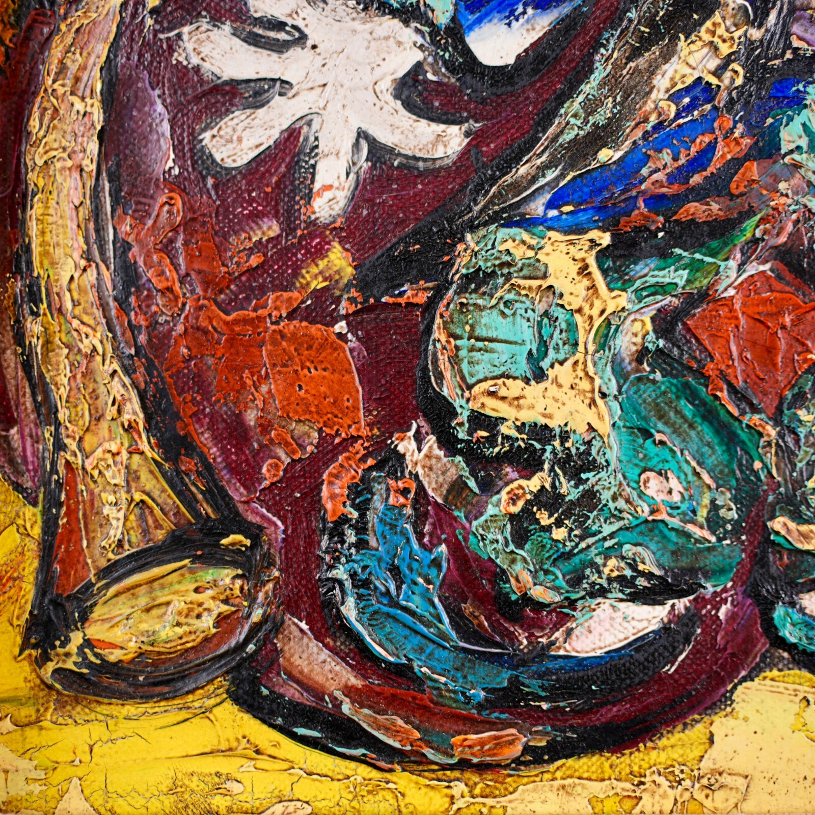 Vintage Original Expressionist Oil on Canvas «Clown Dancer» By Henry D’Anty