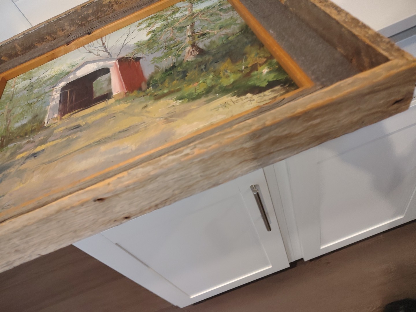 Vintage Original Signed McClure Covered Bridge Oil Painting on Canvas