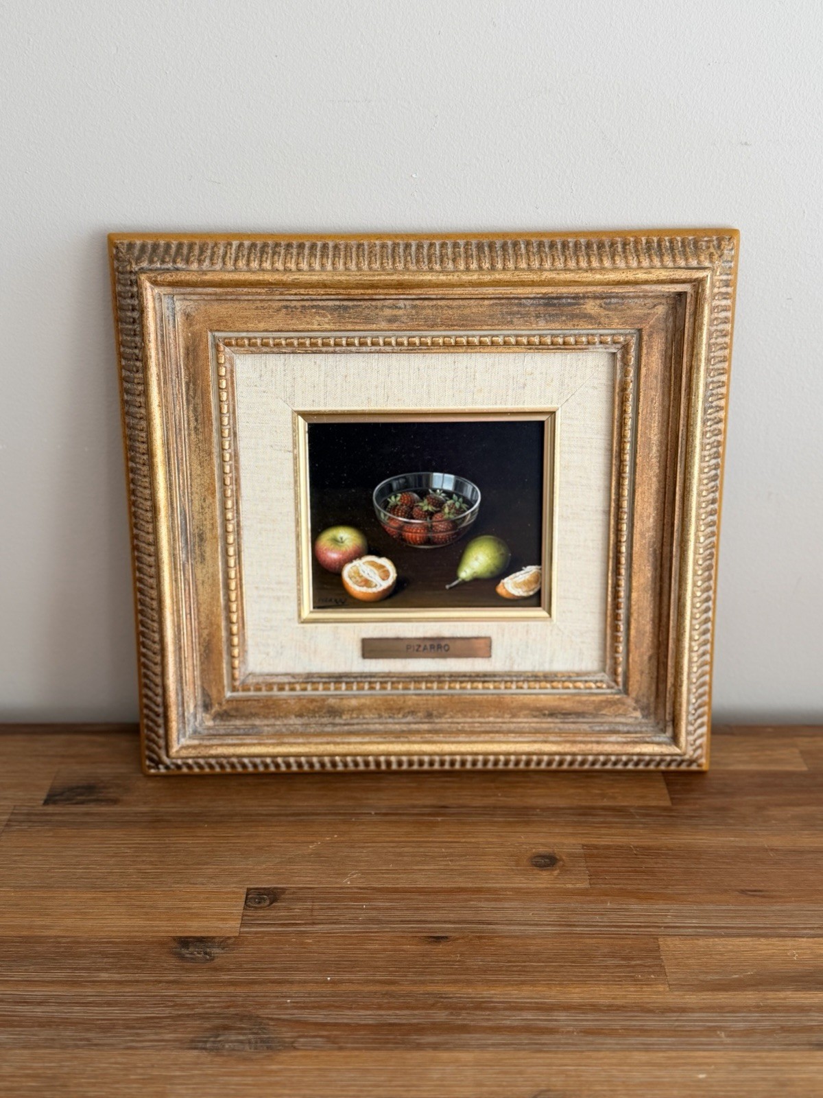 Lima Pizarro Trompe L’oeil Realism Miniature Fruit Still Life Oil Painting