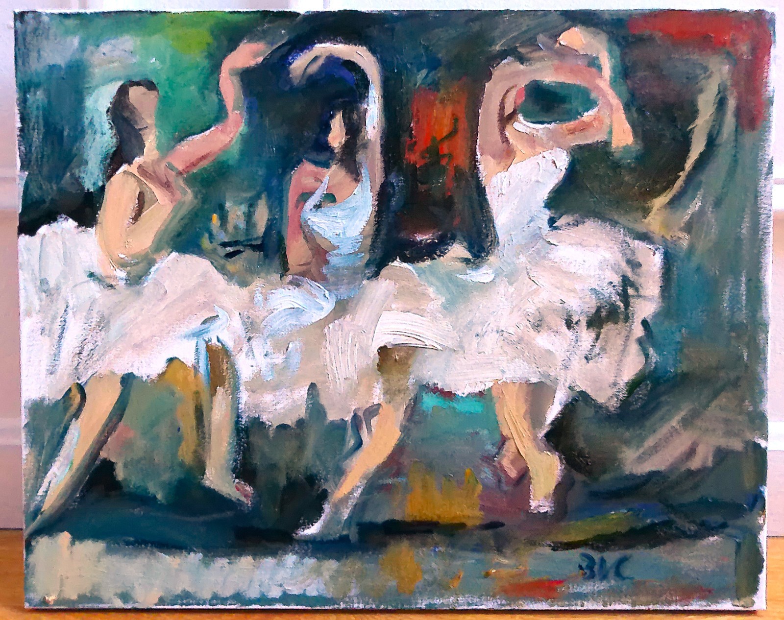 Three Ballerinas Cubist Oil Painting On Canvas 16”x20” Original signed 2026