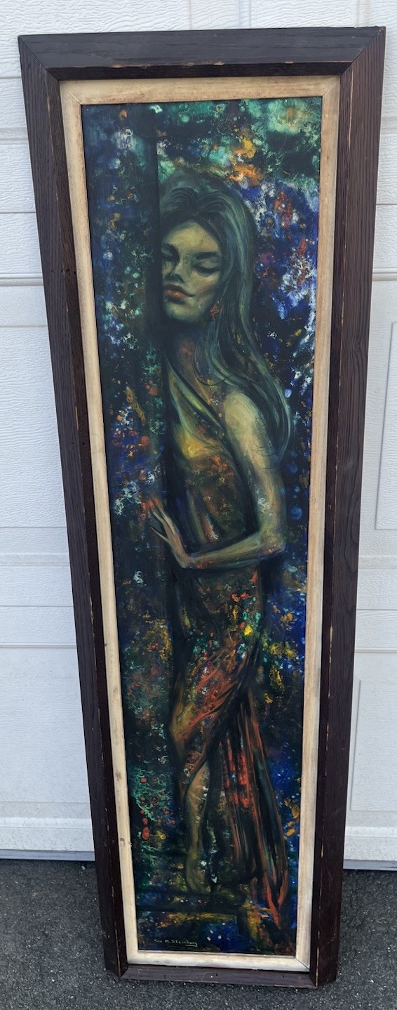 Original Roy M. Steinberg Framed Mid Century Oil Painting of a Woman