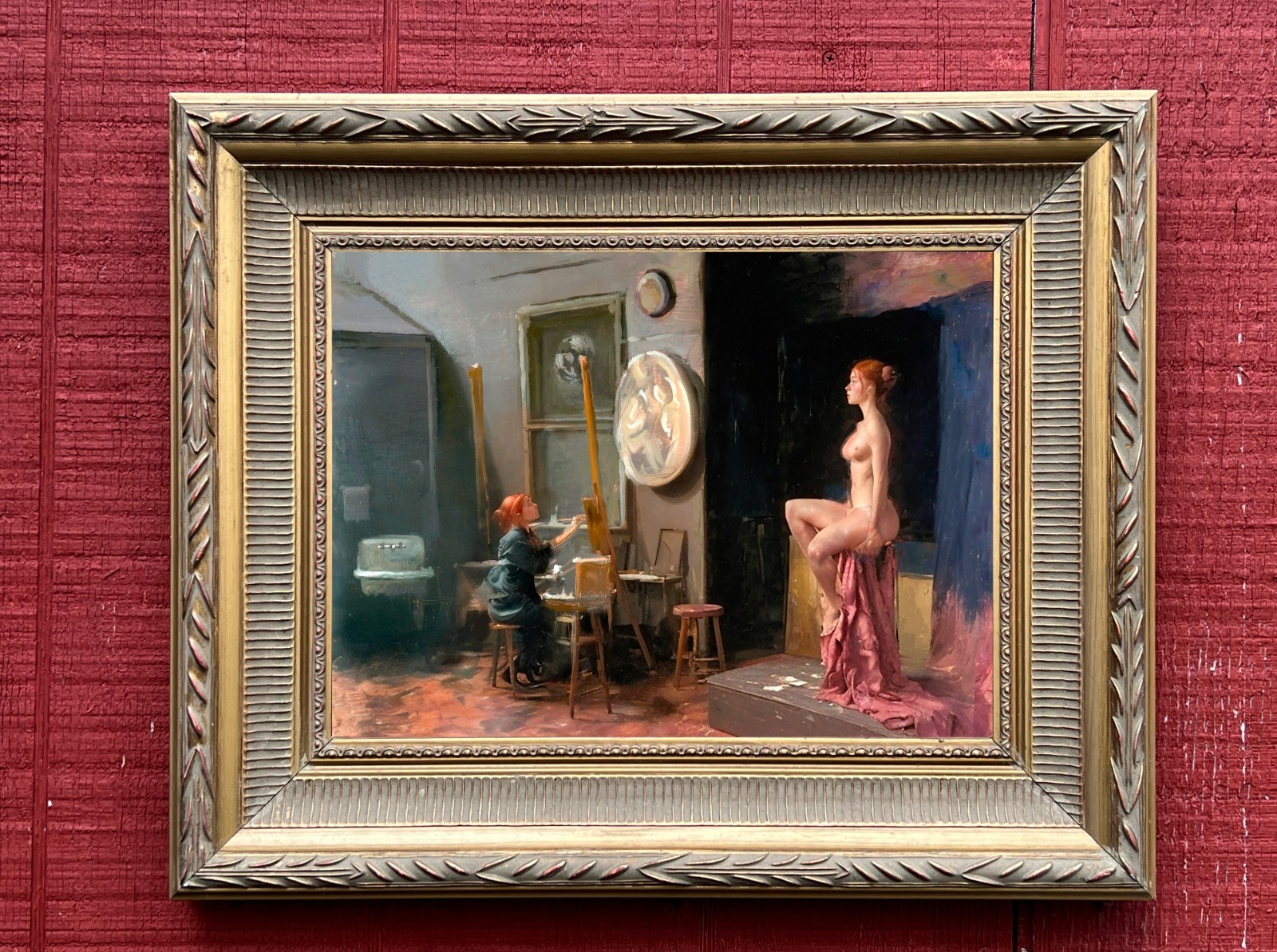 Hudson River School Style Tonalist Canvas Print “In the Studio” 12″ x 16″